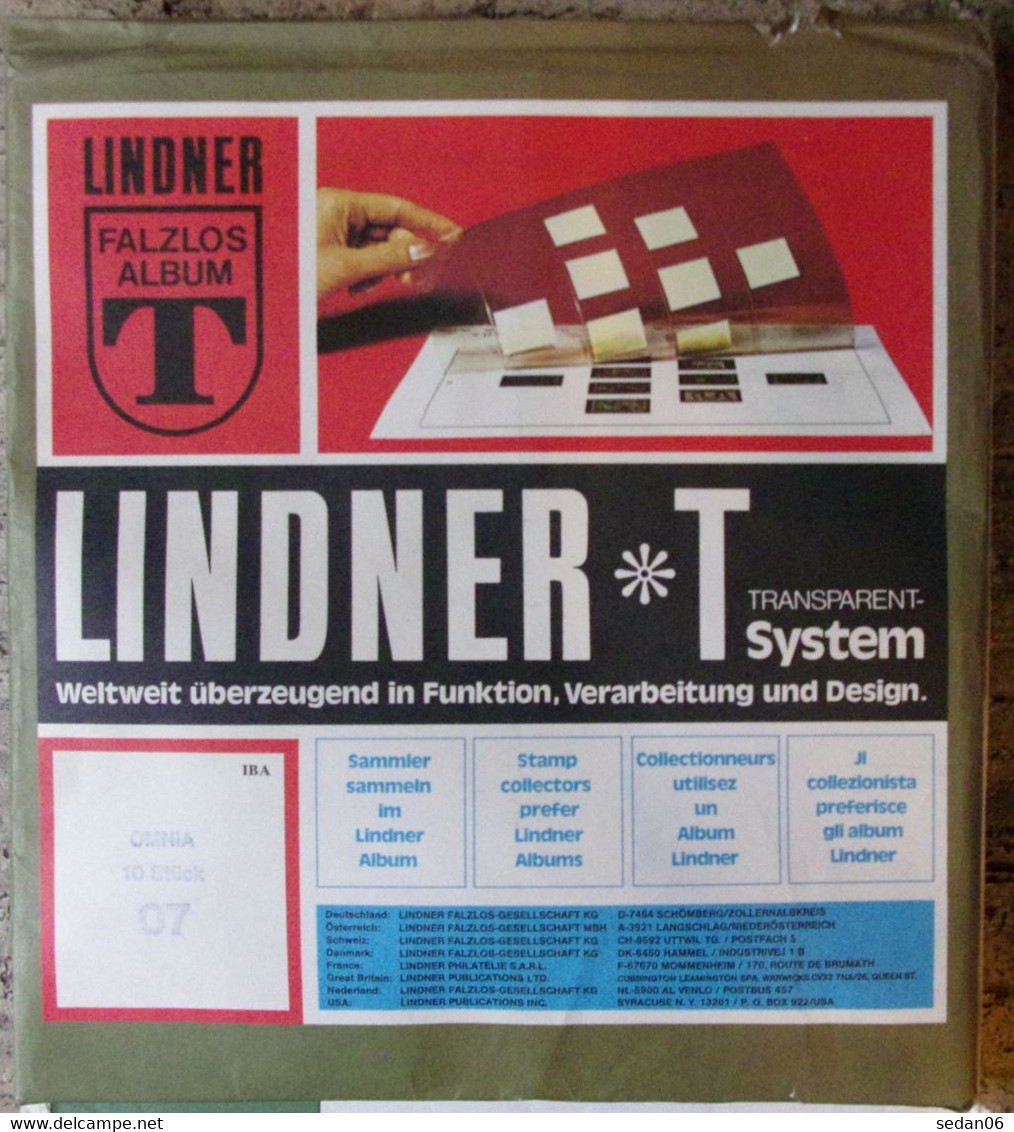 Lindner - Feuilles OMNIA NOIRES REF. 07 P (7 Bandes Avec Séparation, Ancien Modèle) (paquet De 10) - De Bandas