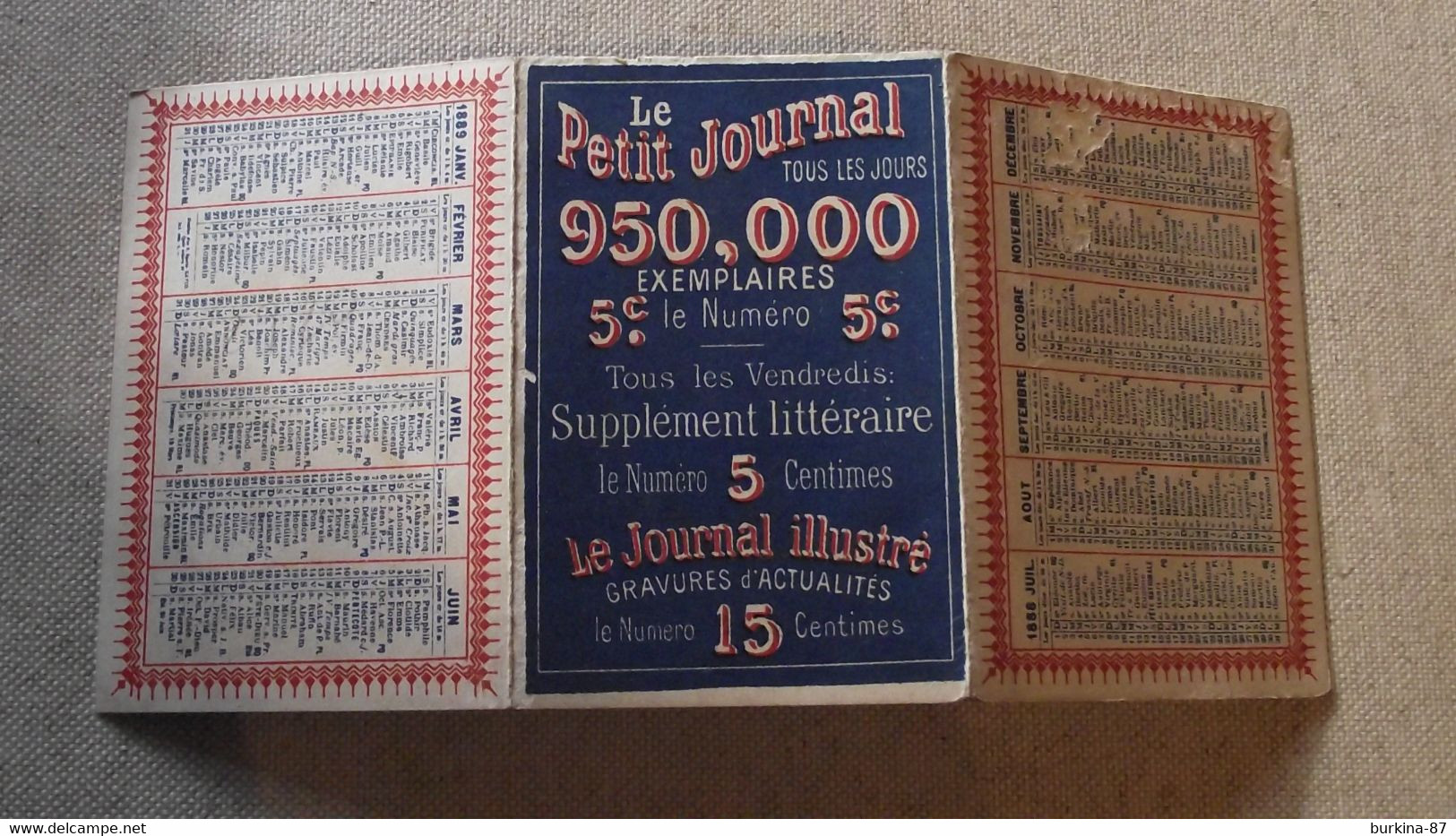 Calendrier, 1888/1889, Le Petit Journal, Le Journal Illustré - Tamaño Pequeño : ...-1900