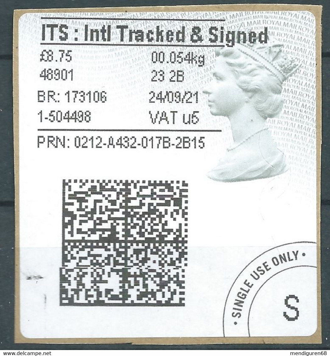 GROSSBRITANNIEN GRANDE BRETAGNE GB 2021 INTERNATIONAL TRACKED AND SIGNED CONFIRMED RATES OF REGISTERED MAIL USED - Universal Mail Stamps