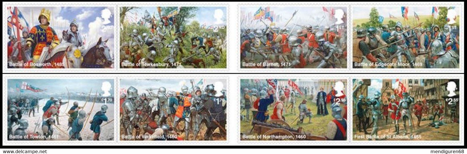 GROSSBRITANNIEN GRANDE BRETAGNE GB 2021 THE WARS OF THE ROSES SET 8V MNH SG 4477-84 MI 4723-30 YT 5140-47 - Ungebraucht