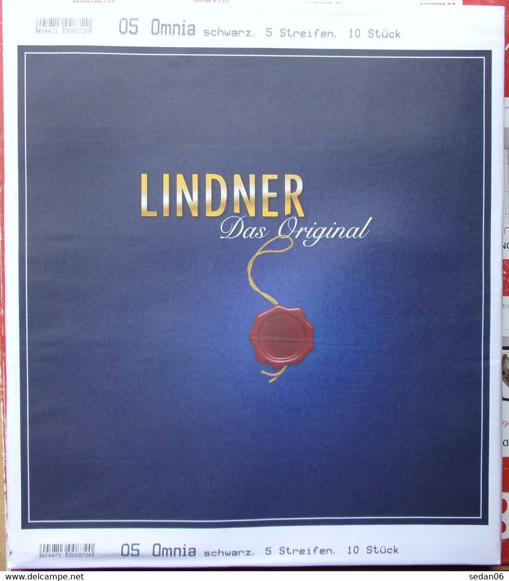 Lindner - Feuilles OMNIA NOIRES REF. 05 P (5 Bandes) (paquet De 10) - A Nastro