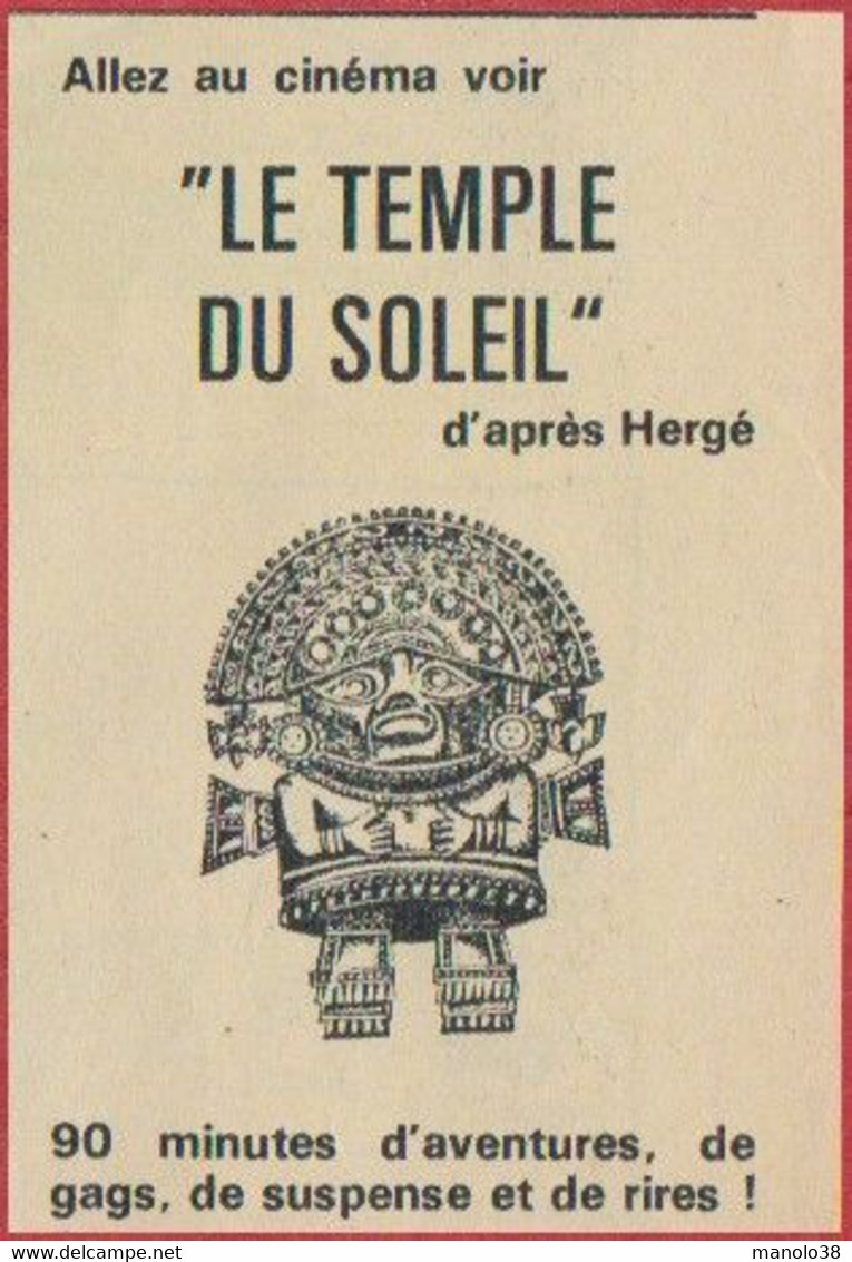 Tintin. Allez Au Cinéma Voir Le Temple Du Soleil D'après Hergé. 1969. - Publicités