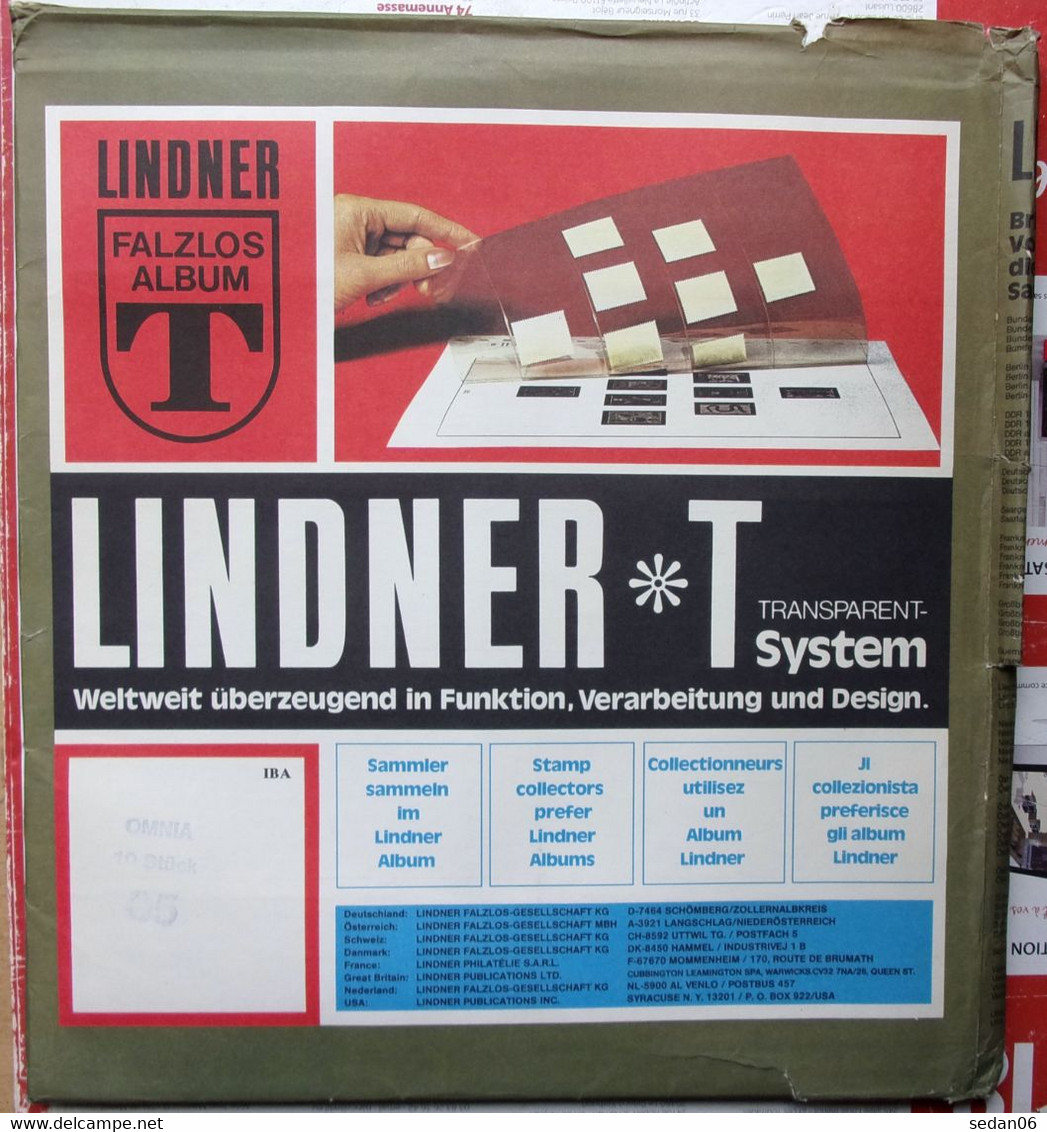 Lindner - Feuilles OMNIA NOIRES REF. 05 P (5 Bandes Avec Séparation, Ancien Modèle) (paquet De 10) - A Bandes