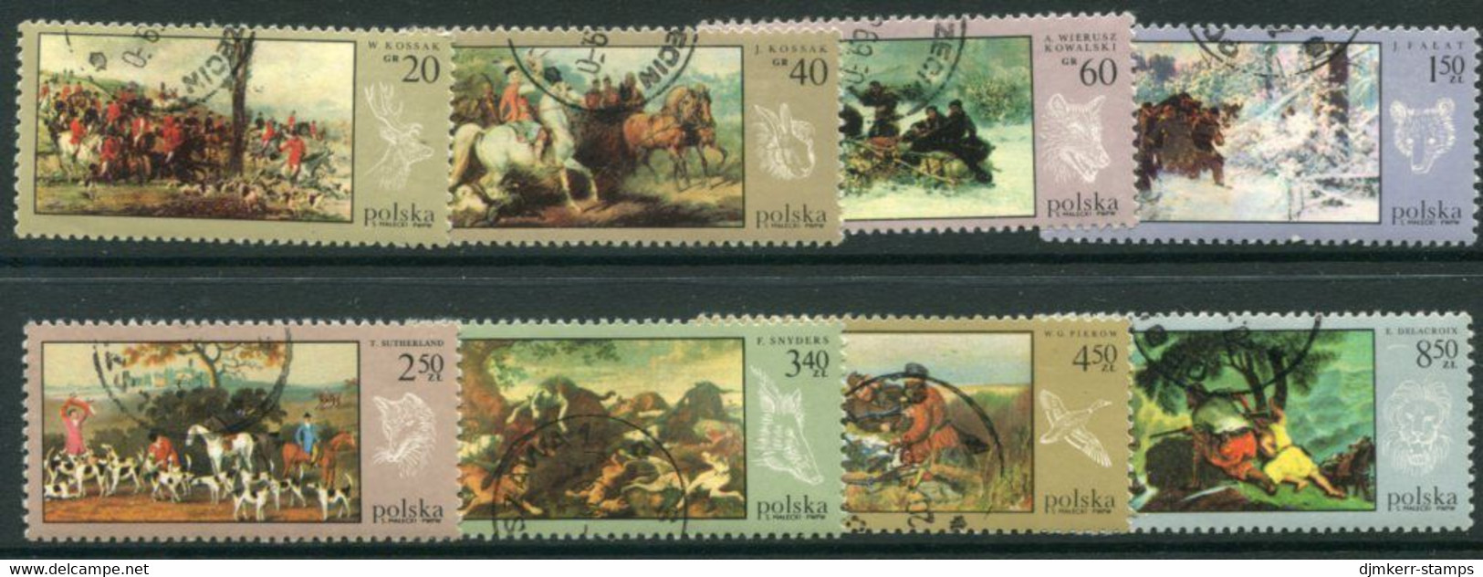 POLAND 1968 Paintings: Hunting Scenes Used.  Michel 1890-97 - Used Stamps