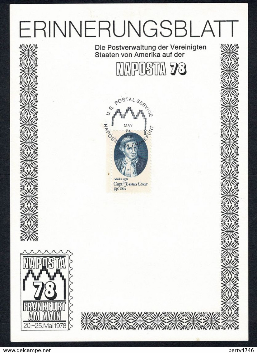 USA 1978 Yv. 1186 Souvenir Card - Naposta '78 - Frankfurt Am Main Germany - Cartes Souvenir