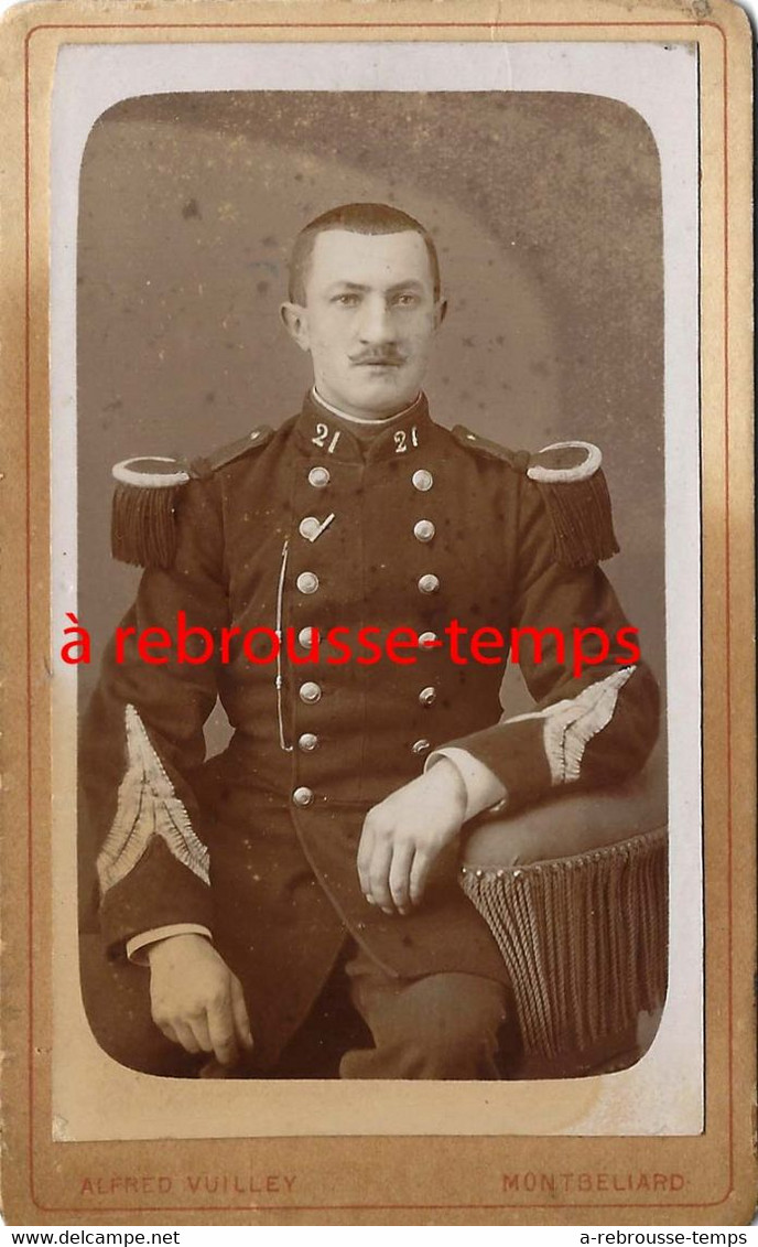 CDV Officier Du 21e Régiment-photo Alfred Vuilley à Montbéliard - War, Military