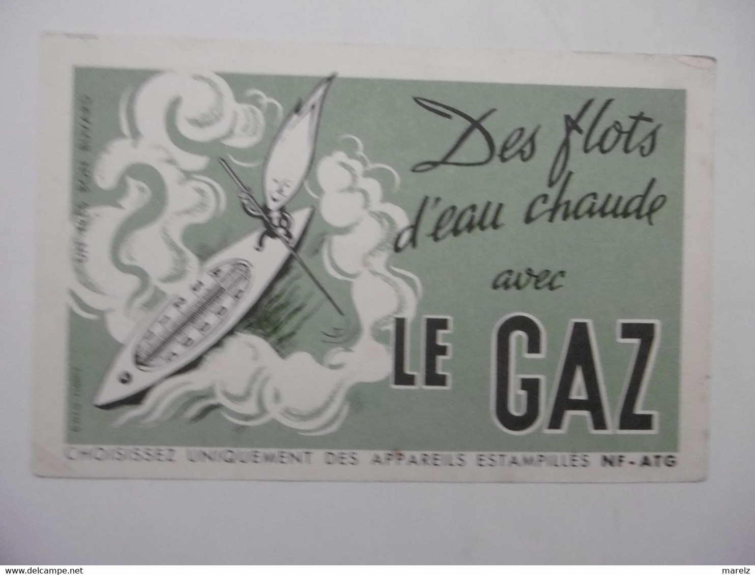 Buvard Illustré - Thème Electricité Et Gaz : Le Gaz Des Flot D'eau Chaude - Thermomètre Canoé Qui Flotte - Elettricità & Gas