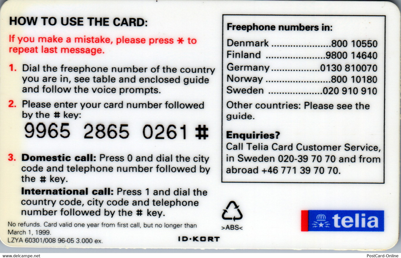 17375 - Großbritannien - Telia Travel Card - BT Global Cards (Prepaid)