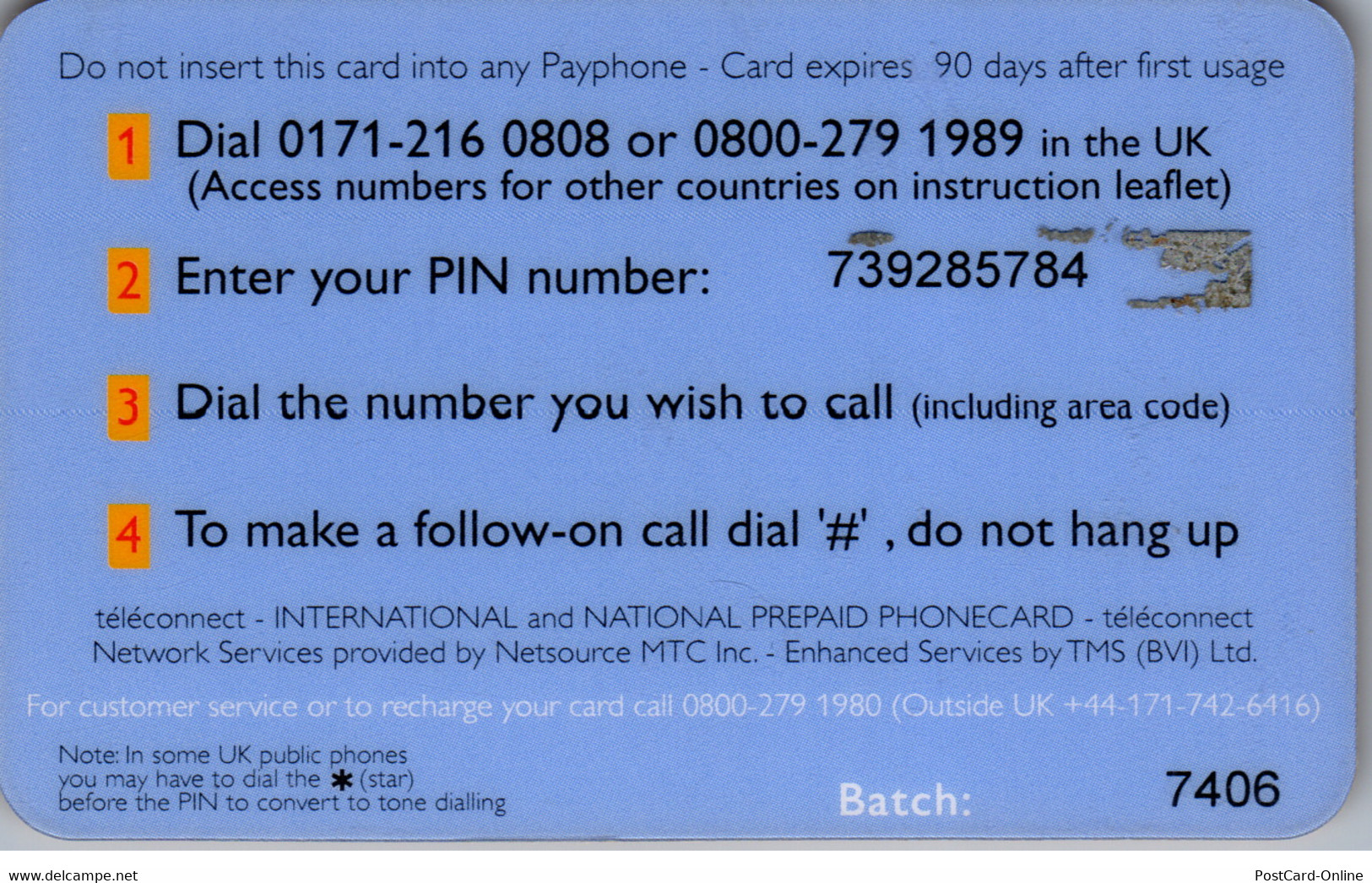 17491 - Großbritannien - Teleconnect - BT Global Cards (Prepagadas)