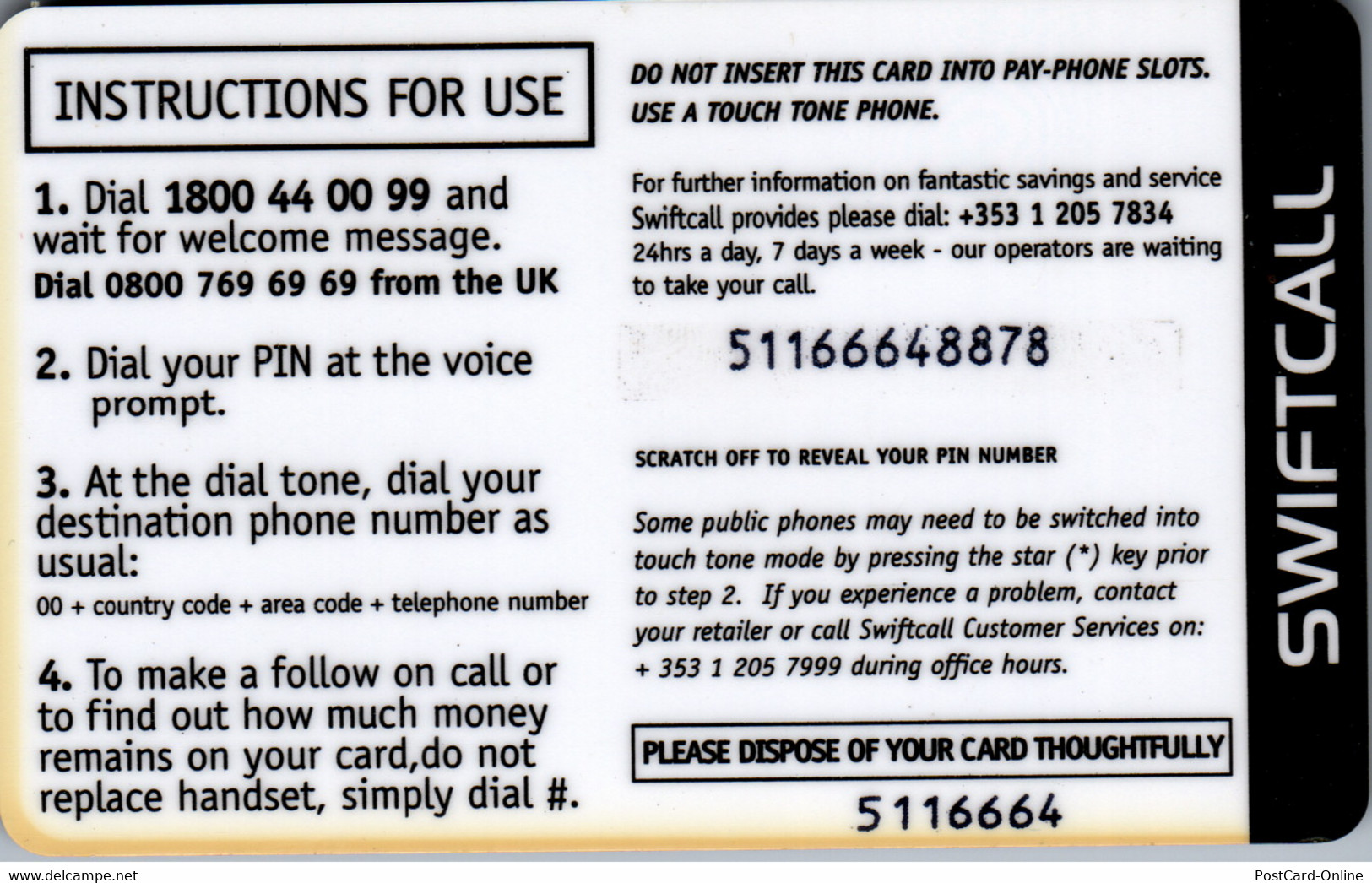17498 - Großbritannien - Swiftcall , Calling Card - BT Kaarten Voor Hele Wereld (Vooraf Betaald)