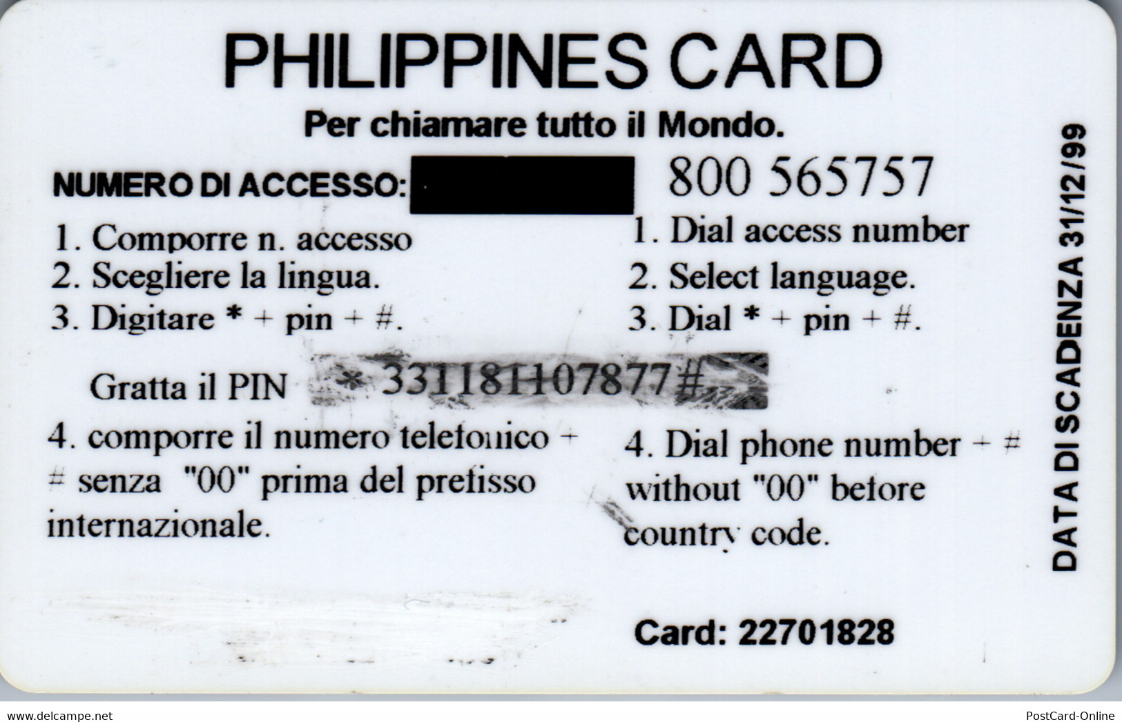 17536 - Philippinen - Philippines Card , Motiv - Filippine