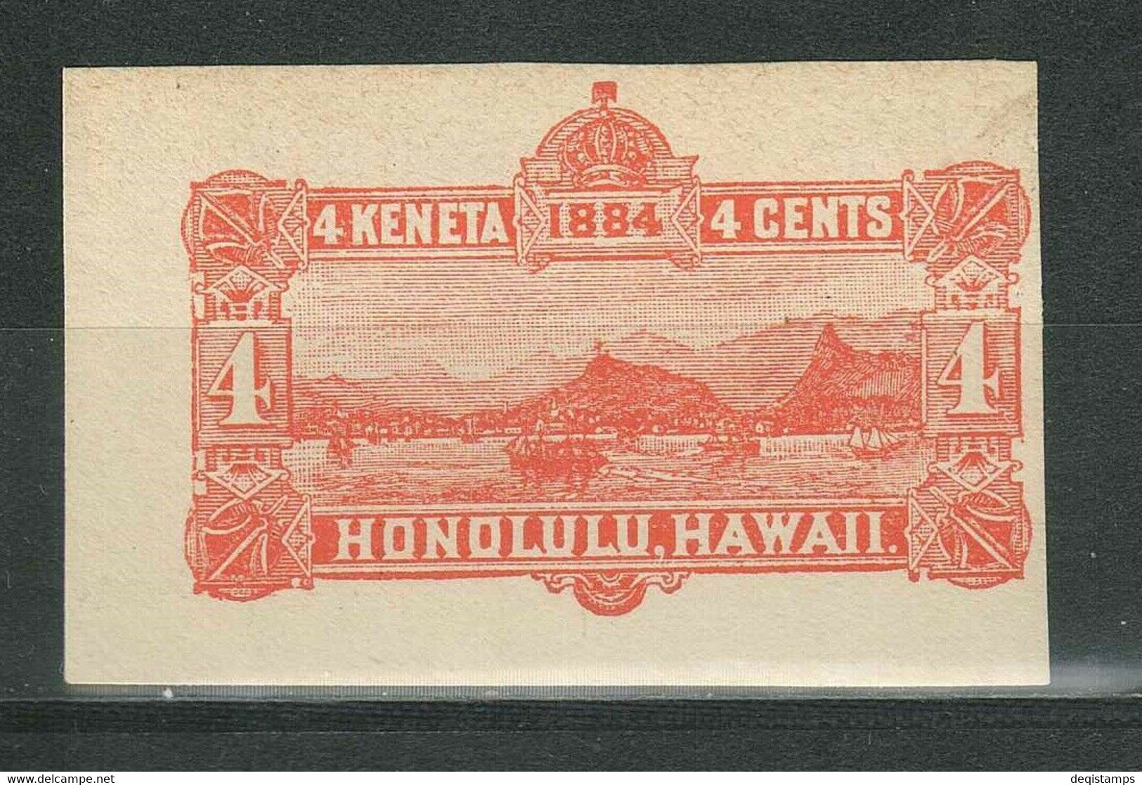 United States - Hawaii 1884 ☀ 4c Honolulu Harbor ☀ Cutted From Envelope - Hawaï