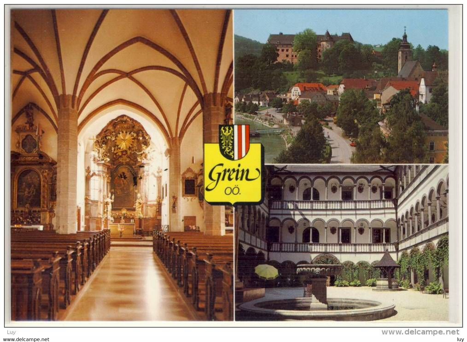 GREIN An Der Donau, Mehrbildkarte - Gotische Pfarrkirche, Schloß Greinburg, Arkadenhof - Grein