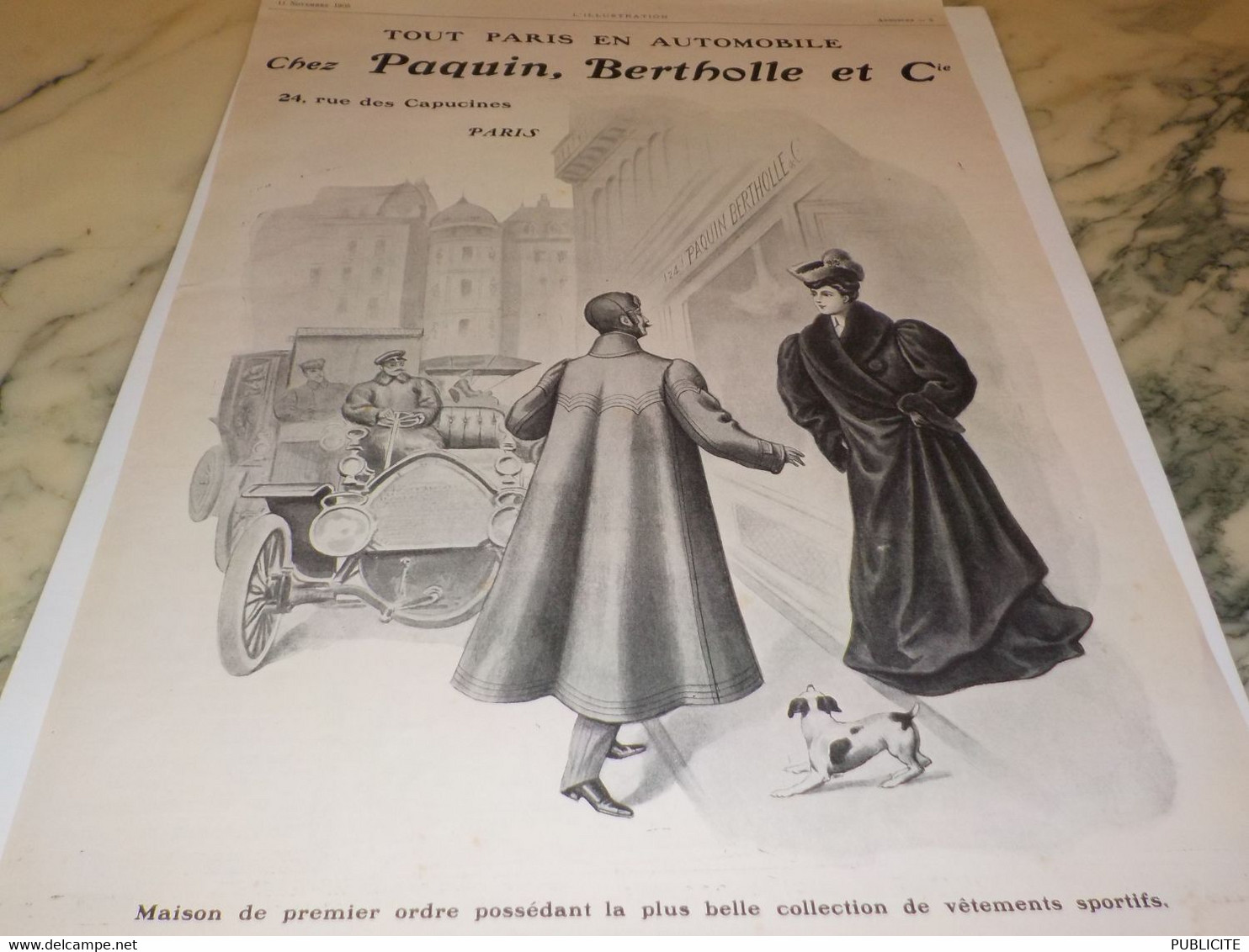 ANCIENNE PUBLICITE TOUT PARIS EN AUTOMOBILE PAQUIN BERTHOLLE 1905 - 1900-1940