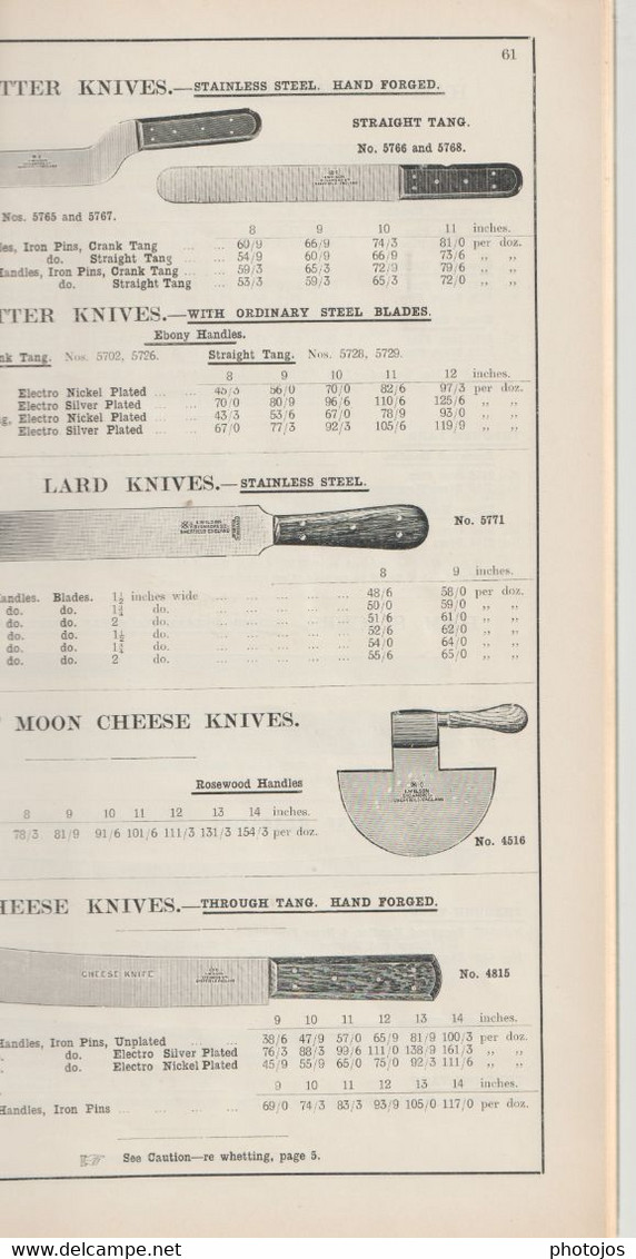 Catalogue De Couteaux John Wilson's De Sheffield Butchers Knives ...   102 Pages RARE   Année 1925 ?? - Altri & Non Classificati