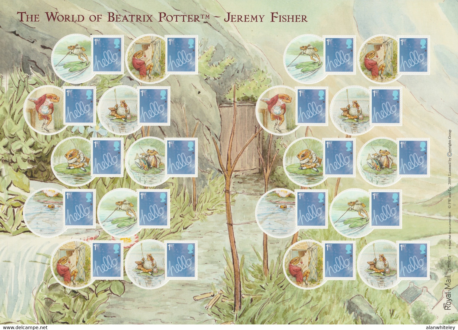 GREAT BRITAIN 2009 Jeremy Fisher / Hello: Smilers Sheet Of 20 Stamps UM/MNH - Personalisierte Briefmarken