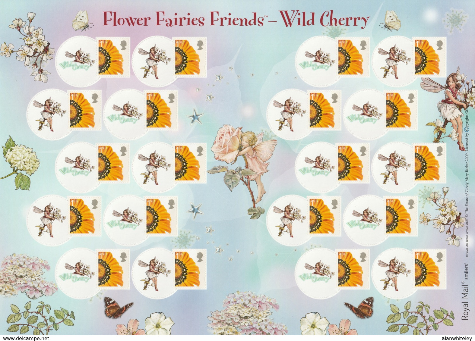 GREAT BRITAIN 2009 Wild Cherry Fairy / Gazania: Smilers Sheet Of 20 Stamps UM/MNH - Personalisierte Briefmarken