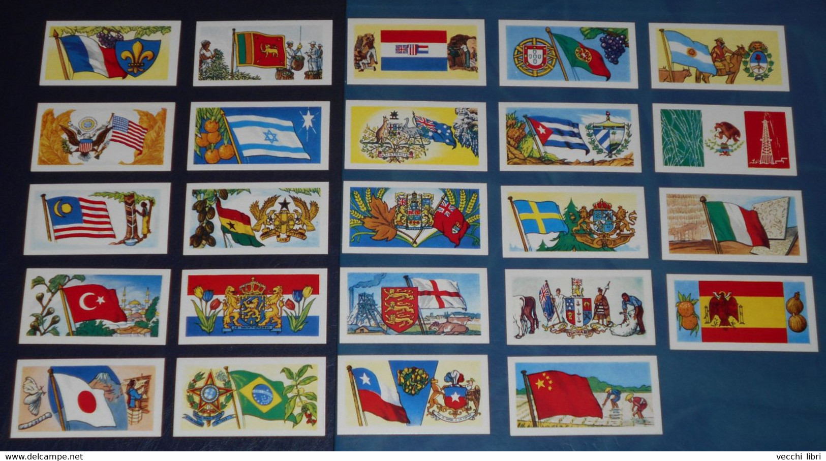 LOT OF 24 COLLECTIBLE CIGARETTE CARDS TOBACCO DOMINO FILTERS WORLD PRODUCTS FLAGS OF COUNTRIES - Articoli Pubblicitari