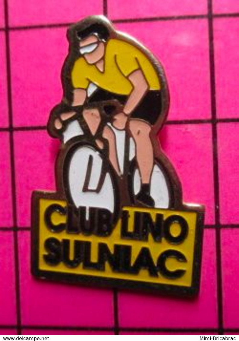 412c Pin's Pins / Beau Et Rare / THEME : SPORTS / CYCLISME C'est Pas De La Moquette CLUB LINO SULNIAC - Cyclisme