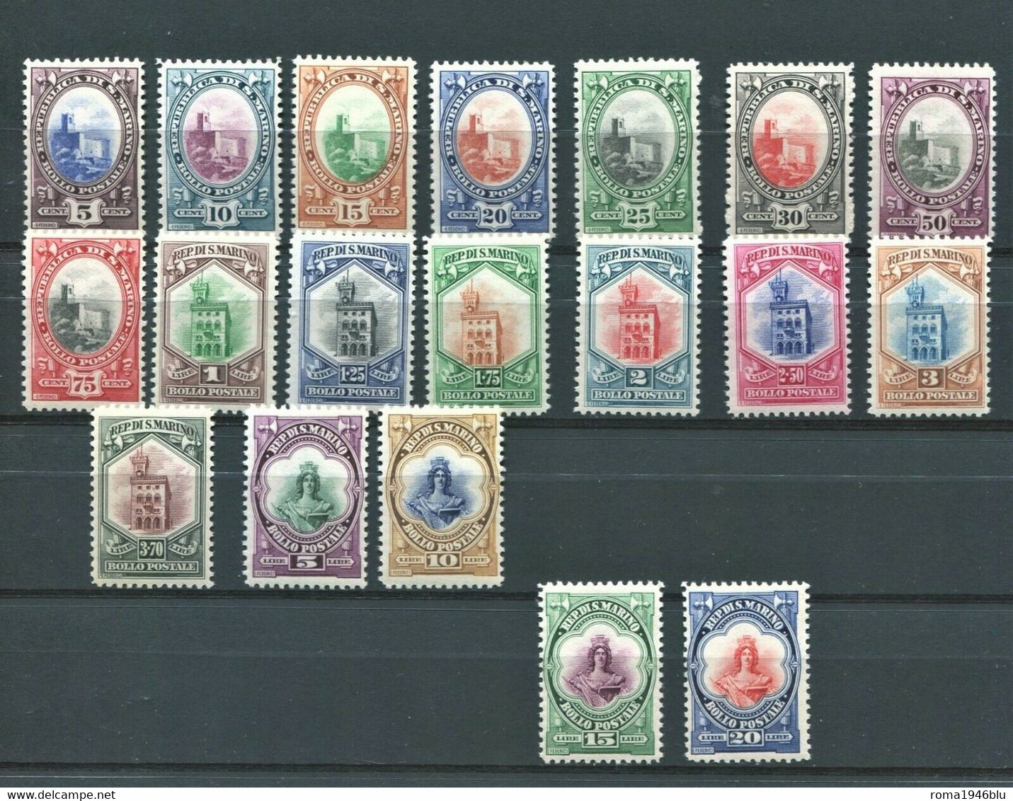 SAN MARINO 1929 VEDUTE SERIE CPL. 19 V. * MNH LUSSO - Nuovi