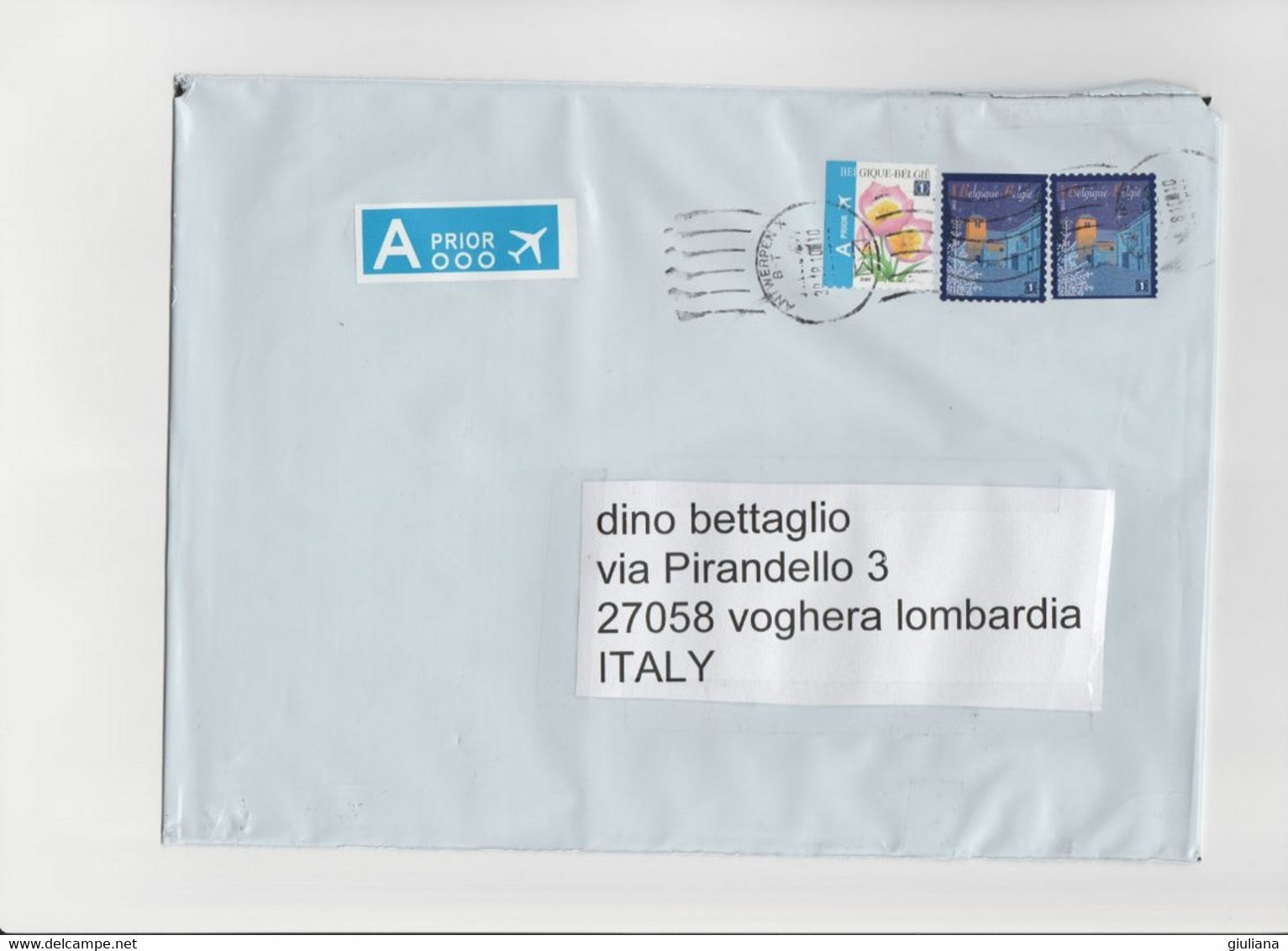 Belgio  2021 - Lettera  Priority  X L'Italia   Affrancata Con 3 Stamps - Briefe U. Dokumente