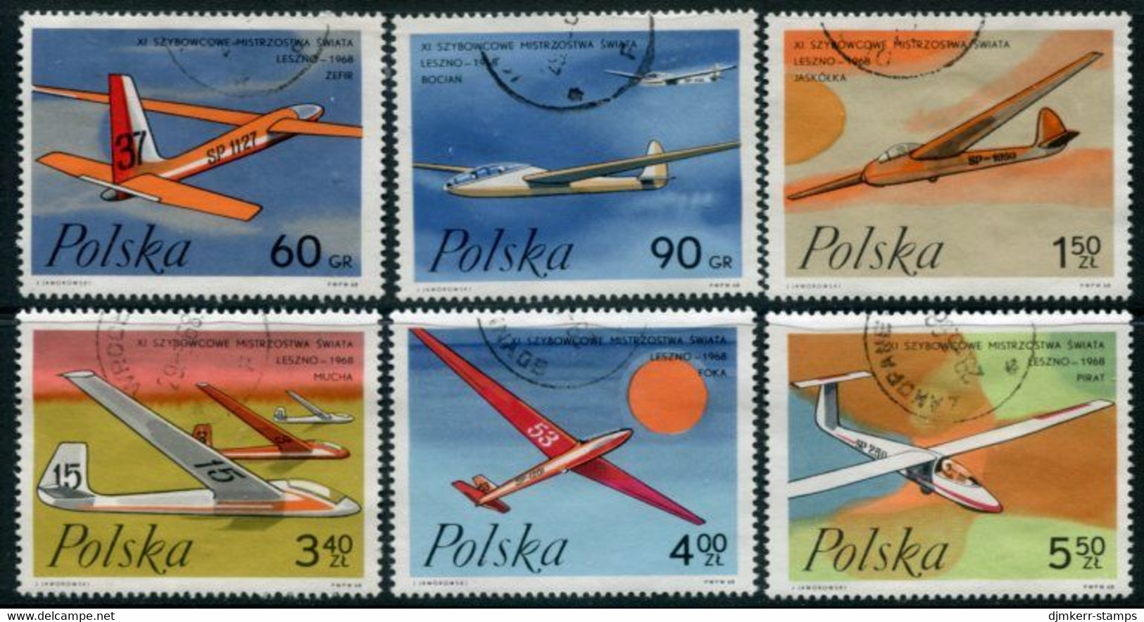 POLAND 1968 Gliding World Championship Used.  Michel 1846-51 - Used Stamps