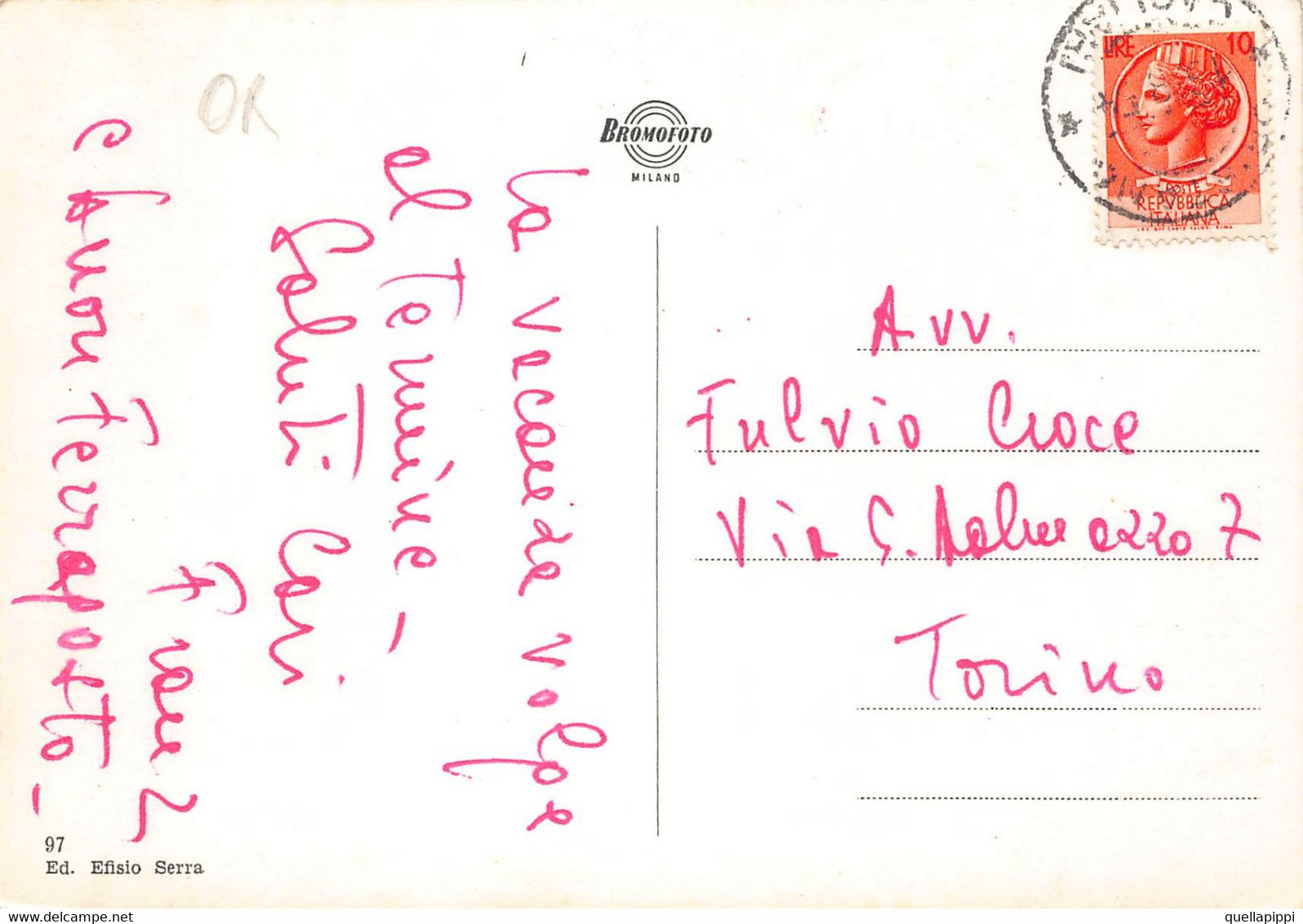 013351 "ORISTANO - LA SPIAGGIA DELLA GRAN TORRE"   ANIMATA.  CART  SPED 1954 - Oristano