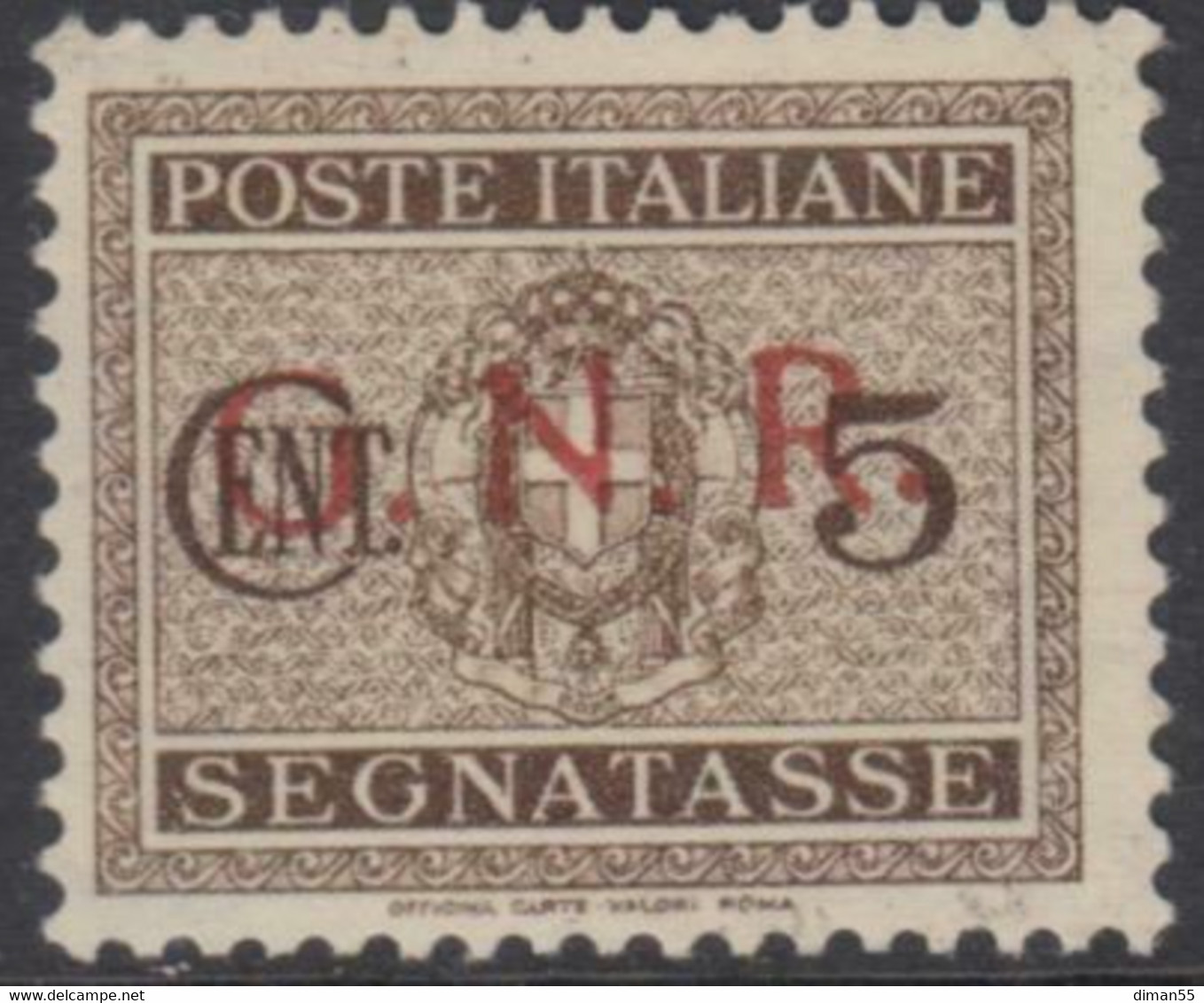 Italy - 1944 R.S.I. - Tax N.47A - Cat. 1500 Euro - Varietà Errore Di Colore Soprastampa - Gomma Integra - MNH** - Taxe