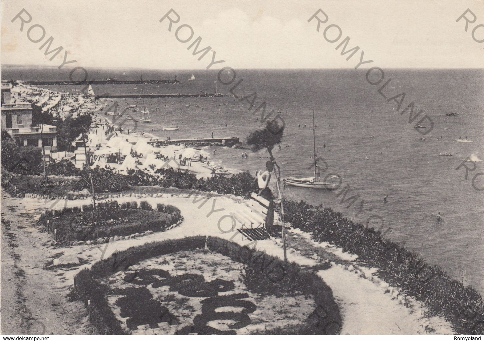 CARTOLINA  GABICCE MARE,PESARO,MARCHE,INCANTEVOLE VEDUTA,SPIAGGIA,MARE,SOLE,ESTATE,VACANZA,BELLA ITALIA,VIAGGIATA 1955 - Pesaro