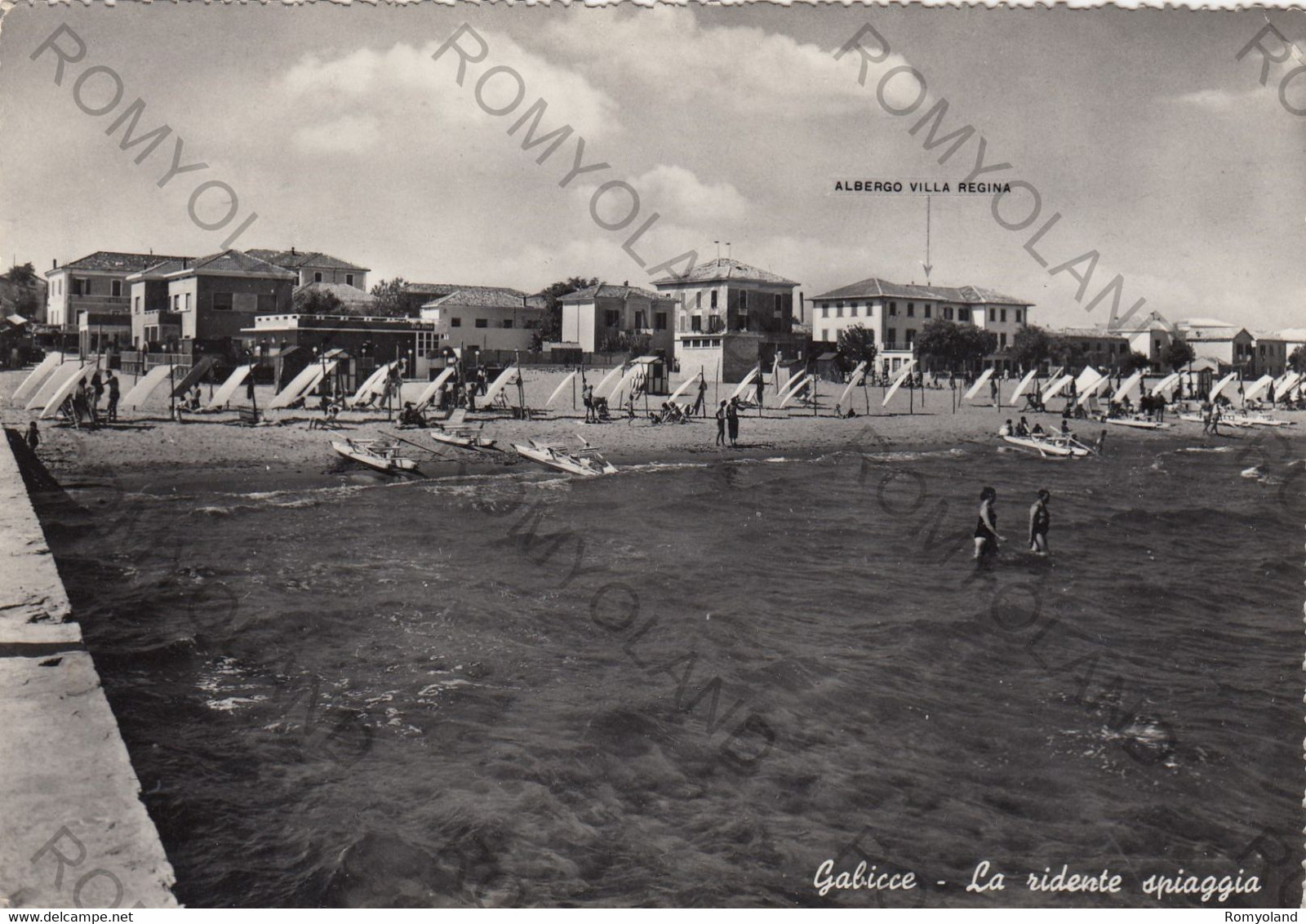 CARTOLINA  GABICCE MARE,PESARO,MARCHE,LA RIDENTE SPIAGGIA,MARE,SOLE,ESTATE,VACANZA,BELLA ITALIA,VIAGGIATA 1963 - Pesaro