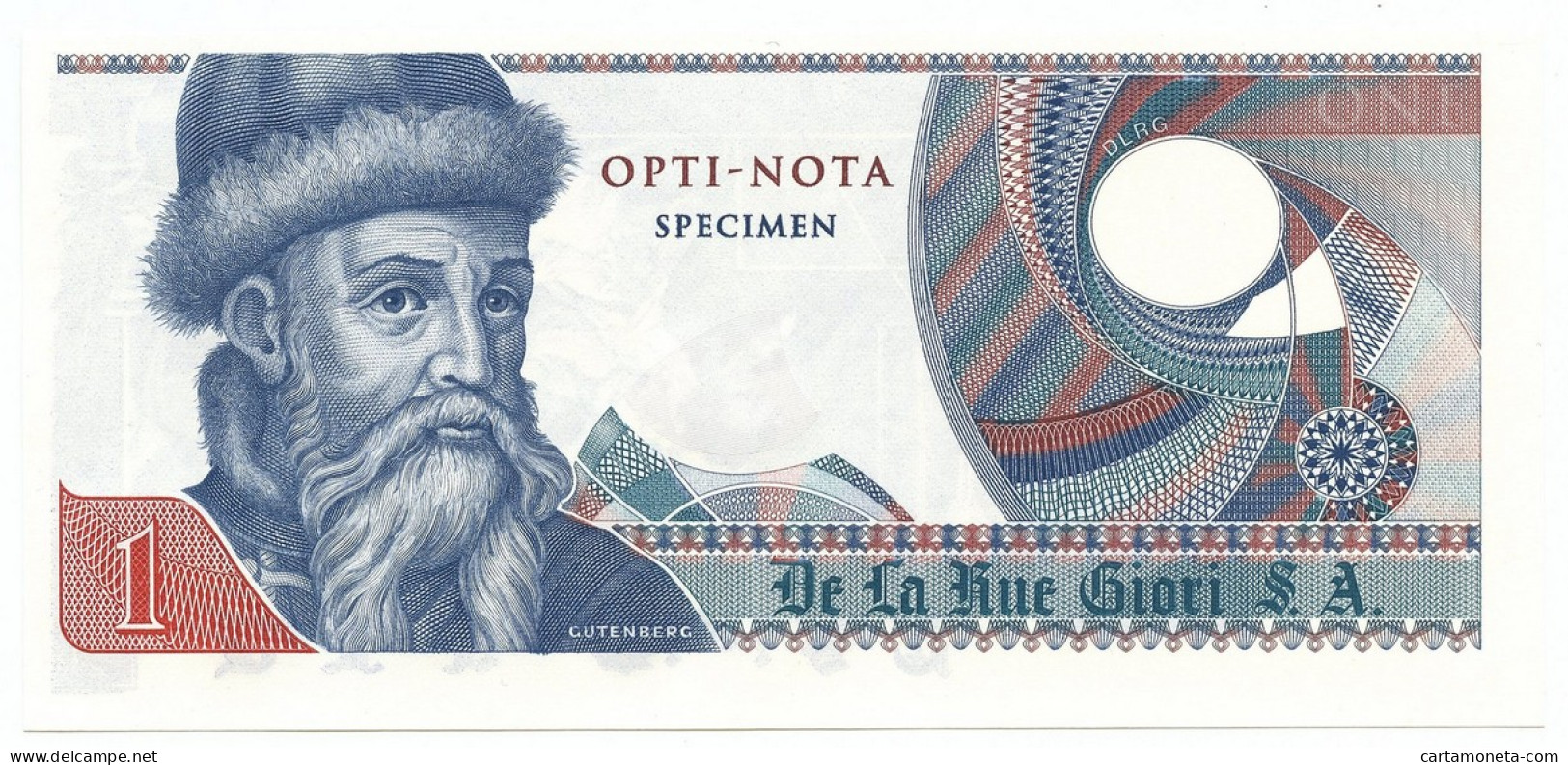 NO VALUE CAMPIONE SPECIMEN DE LA RUE GIORI OPTI NOTA GUTENBERG FDS - [ 7] Fautés & Variétés