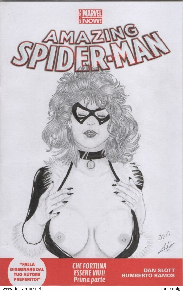 Panini Comics-Italy-Amazing Spiderman N.1 Variant Blank-white Cover-sketeched By The Artist (on 2017) Alex Okami-Black C - Ediciones Originales