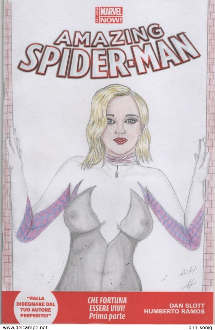 Panini Comics-Italy-Amazing Spiderman N.1 Variant Blank-white Cover-sketeched By The Artist (on 2017) Alex Okami-Spider - Originalauflagen