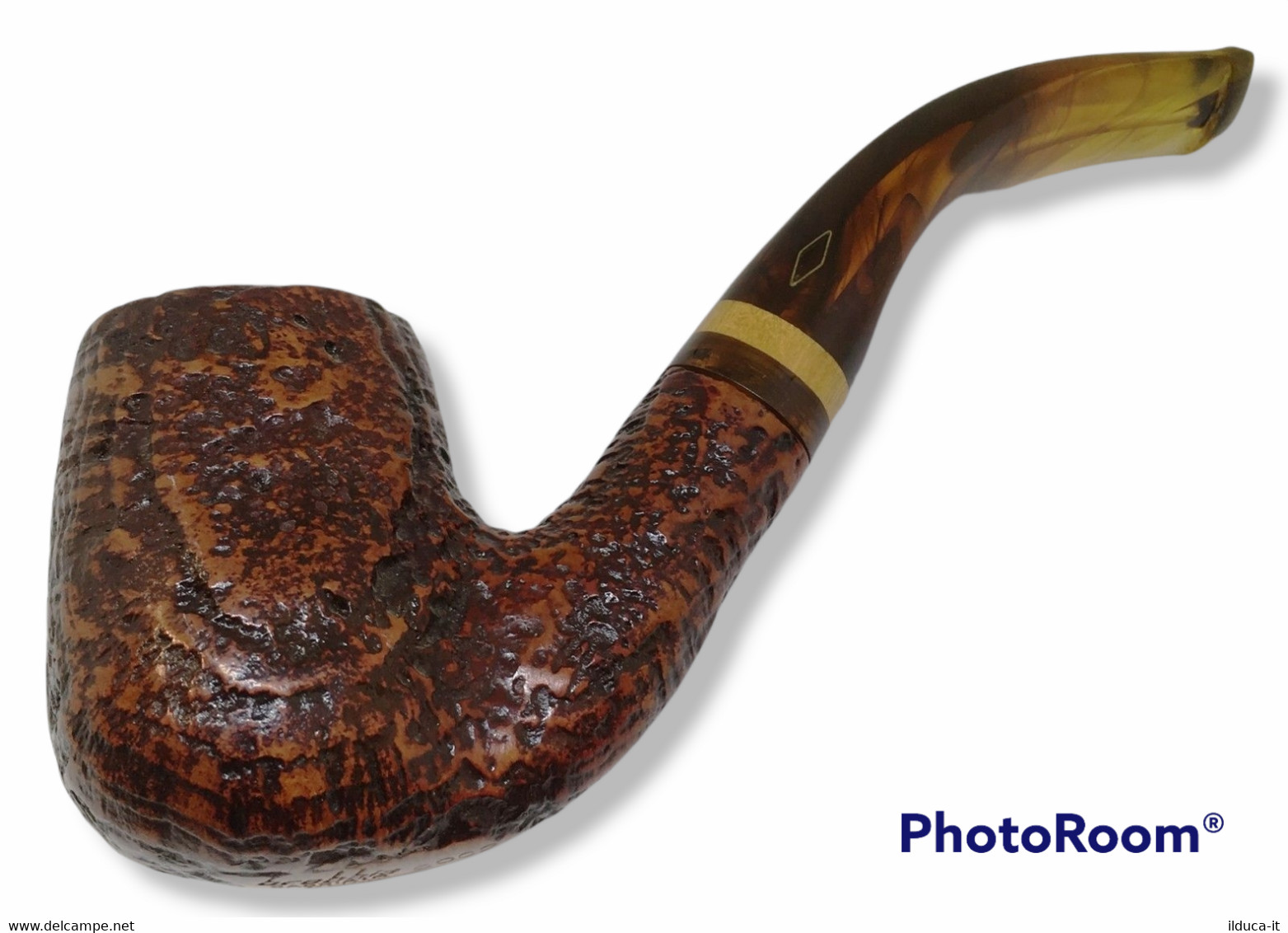 69616 Pipa BREBBIA Ninja Sabbiata 6002 - Bocchino Metacrillato Ambra - Heather Pipes