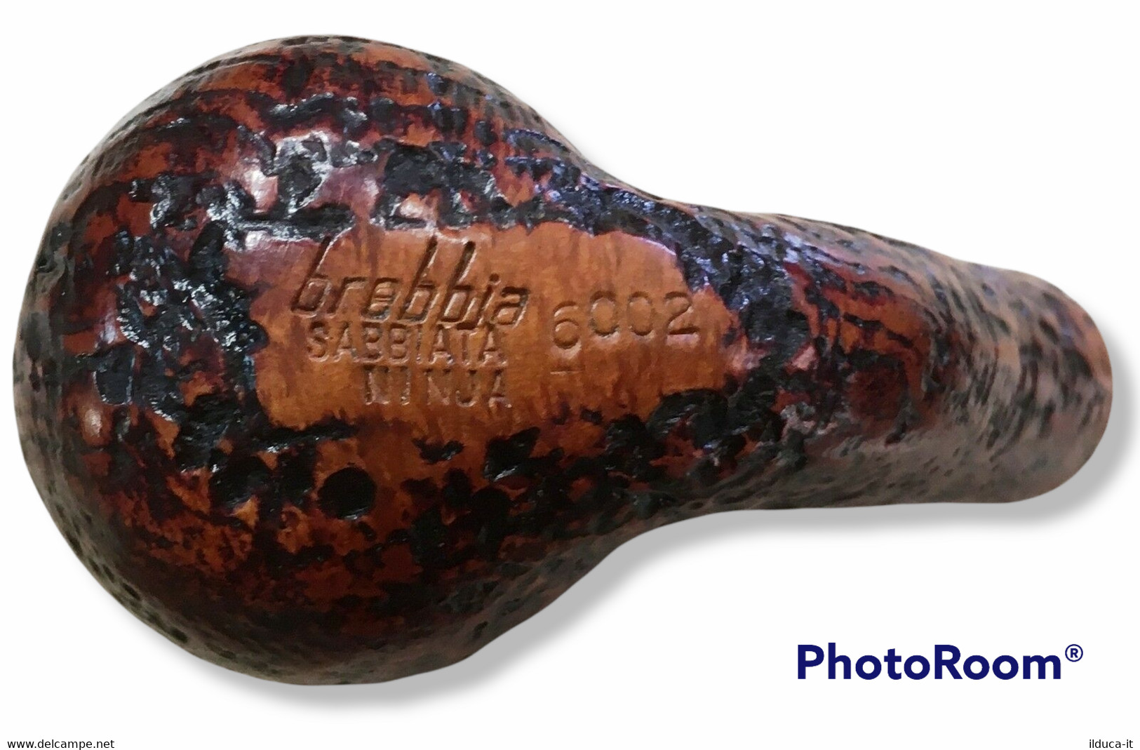 69616 Pipa BREBBIA Ninja Sabbiata 6002 - Bocchino Metacrillato Ambra - Heather Pipes