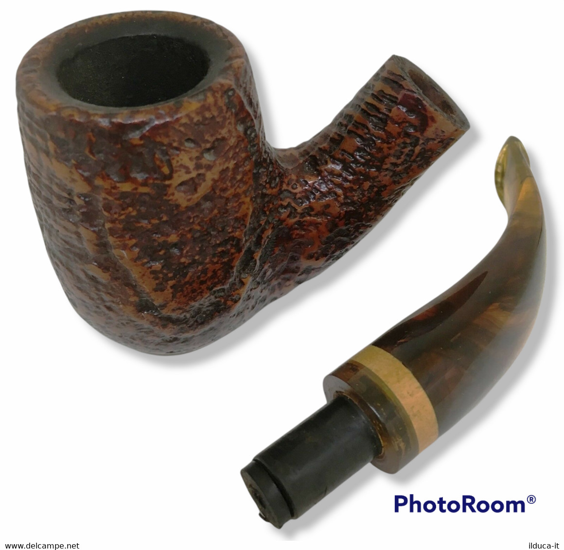 69616 Pipa BREBBIA Ninja Sabbiata 6002 - Bocchino Metacrillato Ambra - Heather Pipes