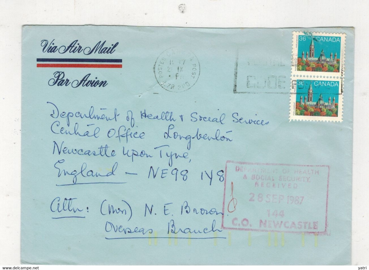Canada (1987) - Busta Posta Aerea Per Il Regno Unito - Histoire Postale