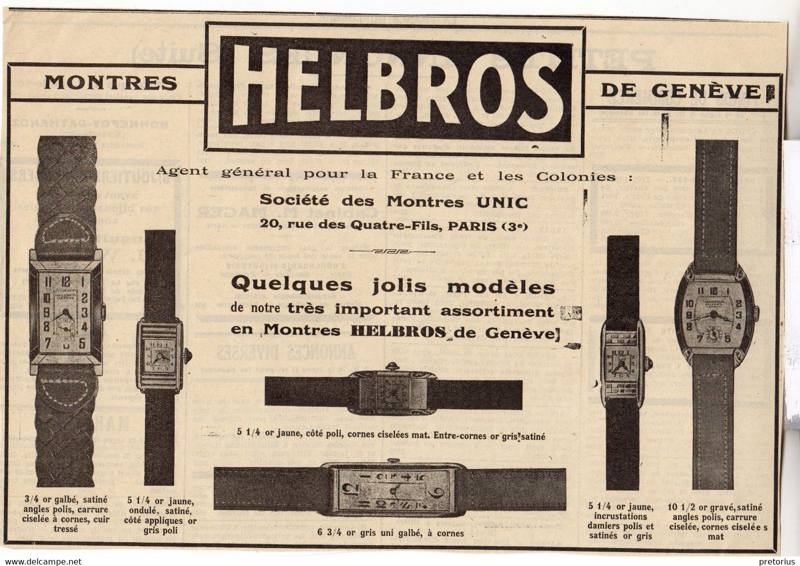 RARE PUB SUR PAPIER - 1907 - MONTRES DE GENEVE HELBROS - PARIS - Montres Anciennes