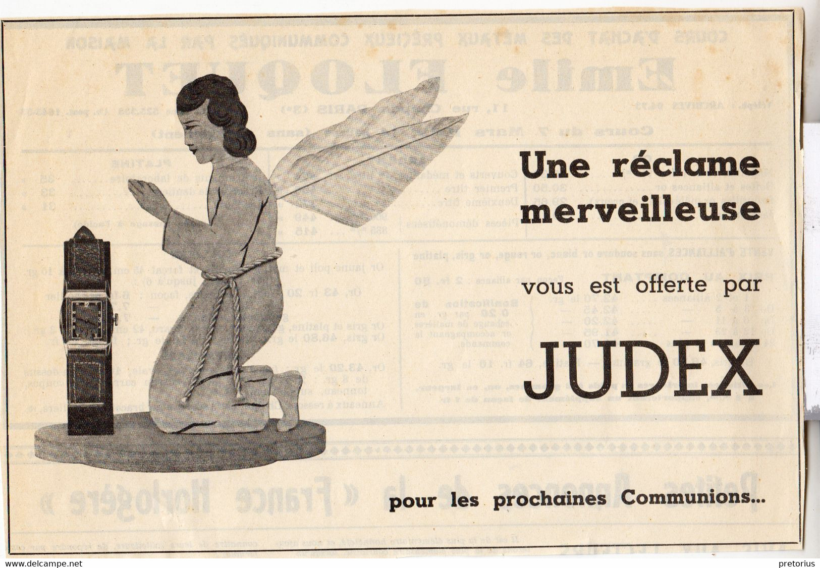 RARE PUB SUR PAPIER - 1930 - UNE RECLAME MERVEILLEUSE VOUS EST OFFERTE PAR JUDEX - MONTRE - Orologi Antichi