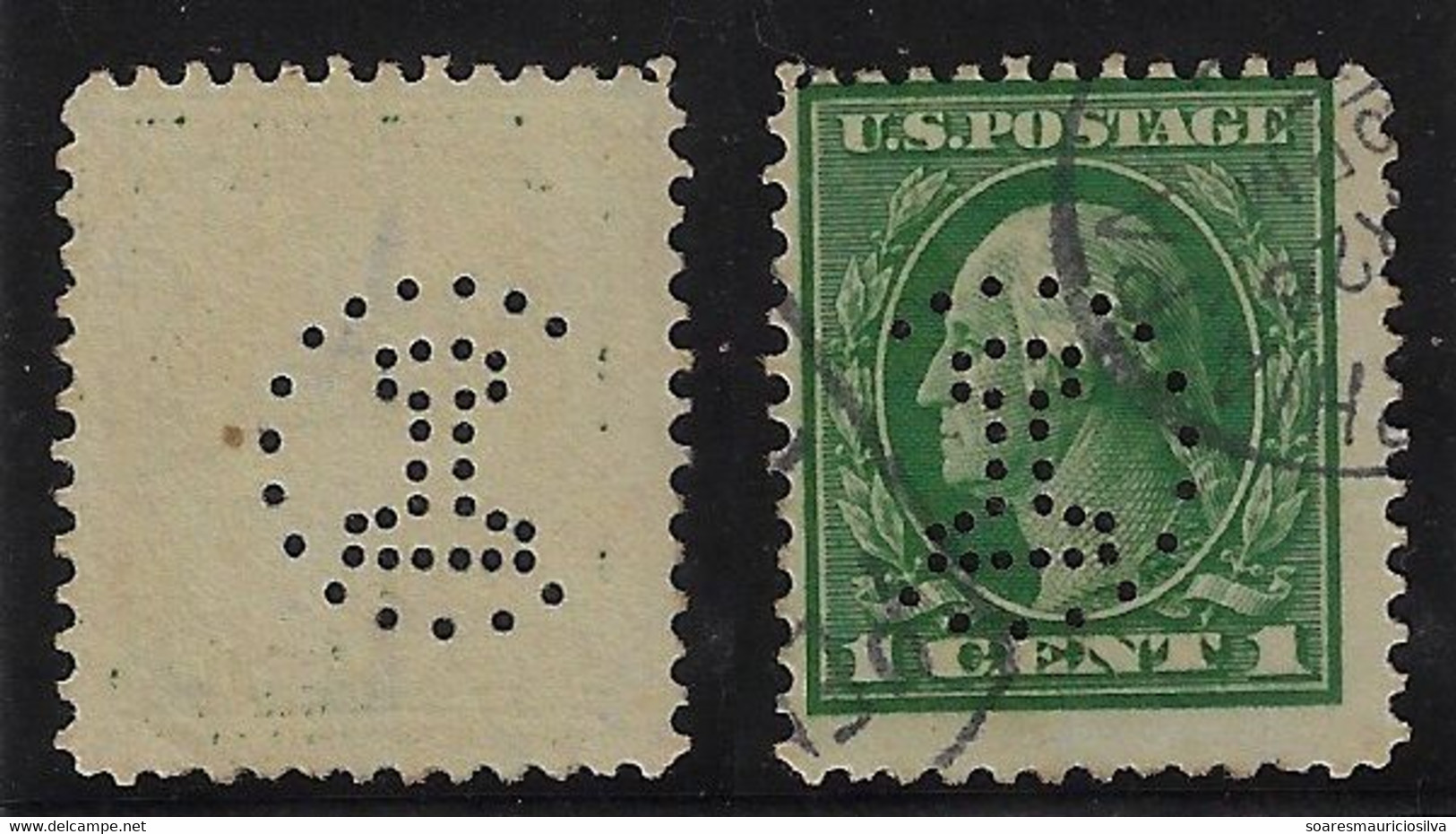 USA United States 1912 / 1917 Stamp Perfin C And Rail By Carnegie Steel Company Transport Train Railway lochung Perfore - Trains