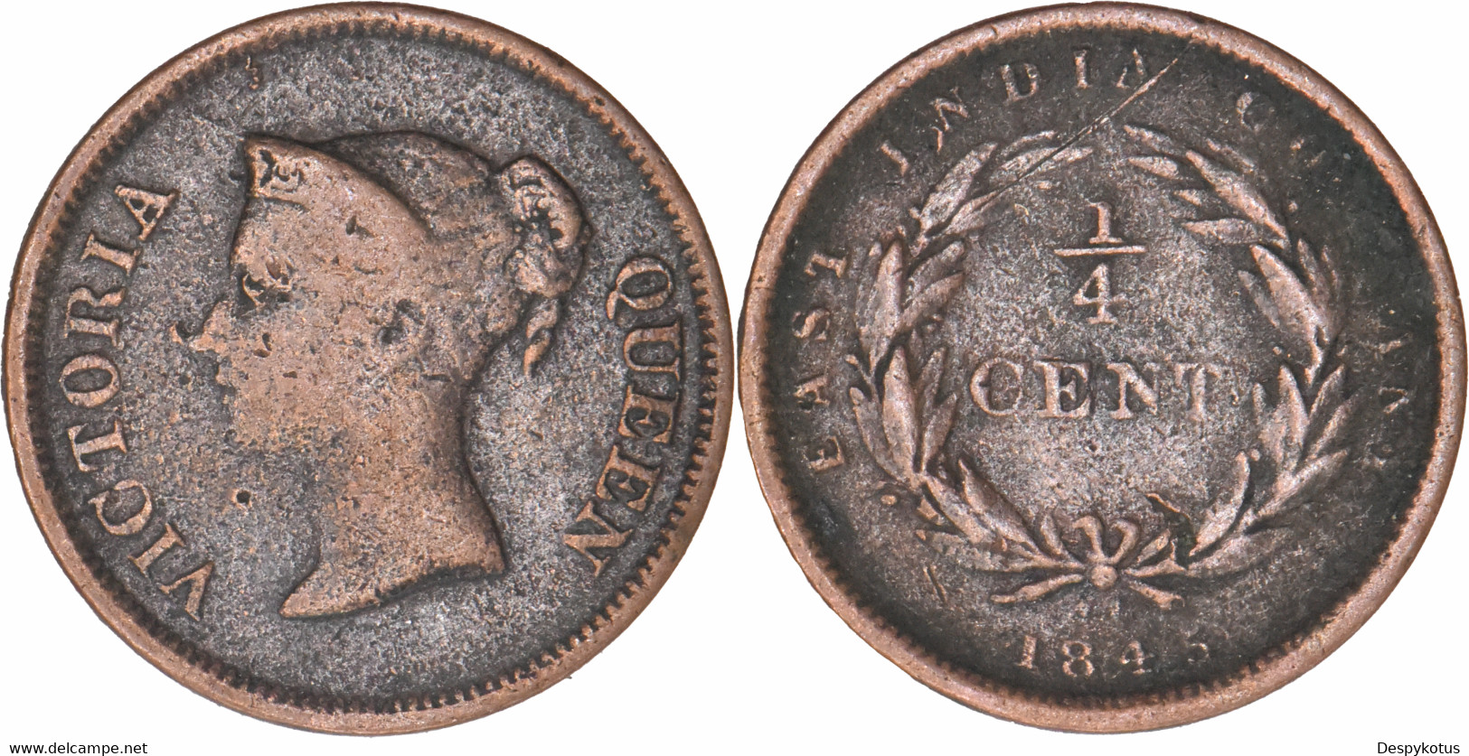 Grande-Bretagne - Etablissements Des Détroits - Malaisie - 1845 - 1/4 Cent - QUEEN VICTORIA - L229 - Autres & Non Classés