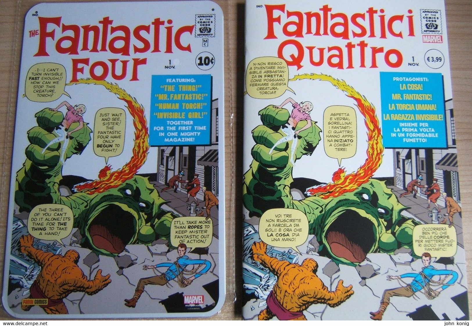 RIPRODUZIONE ANASTATICA (IN ITALIANO) Di Marvel Legends 2 (Fantastic Four N.1) (FUMETTO + TARGA METALLICA) - Super Eroi