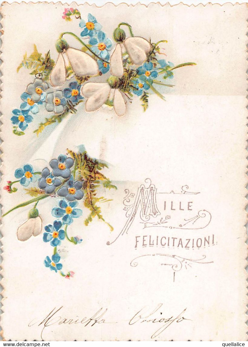 03113 "MILLE FELICITAZIONI" FIORI IN RILIEVO - BIGLIETTO AUGURALE - Andere & Zonder Classificatie