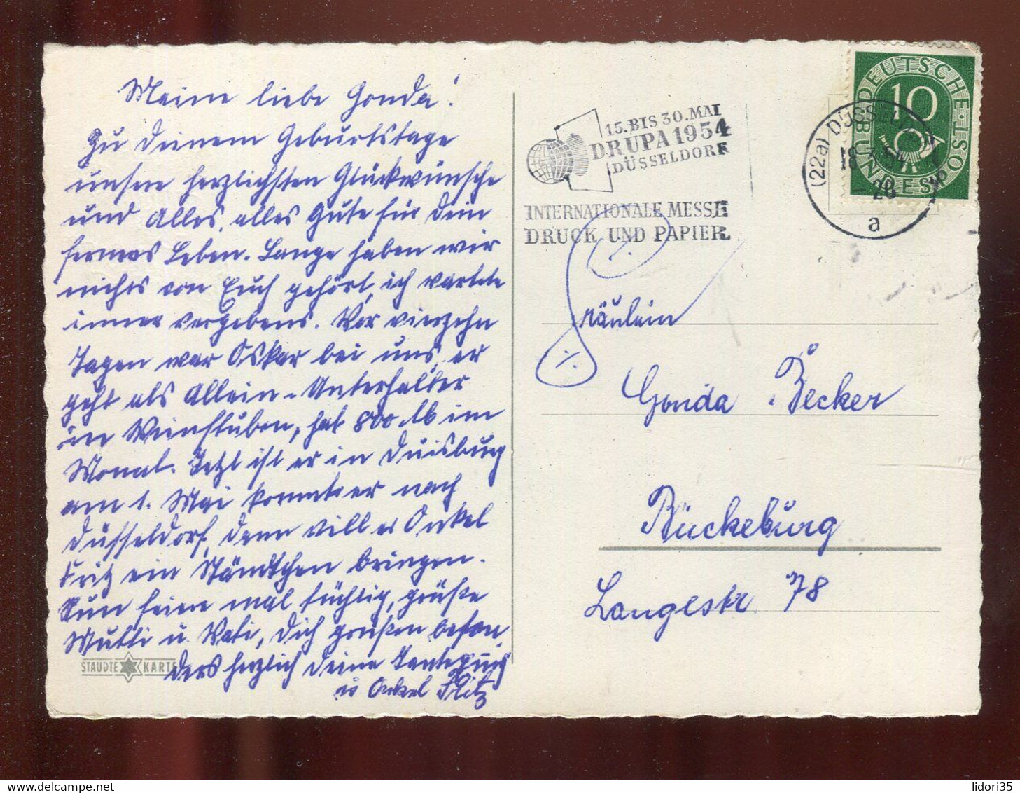 Bundesrepublik Deutschland / 1954 / Stempel "Duesseldorf-Messe Druck Und Papier" Auf Karte (AK) (4591) - Franking Machines (EMA)