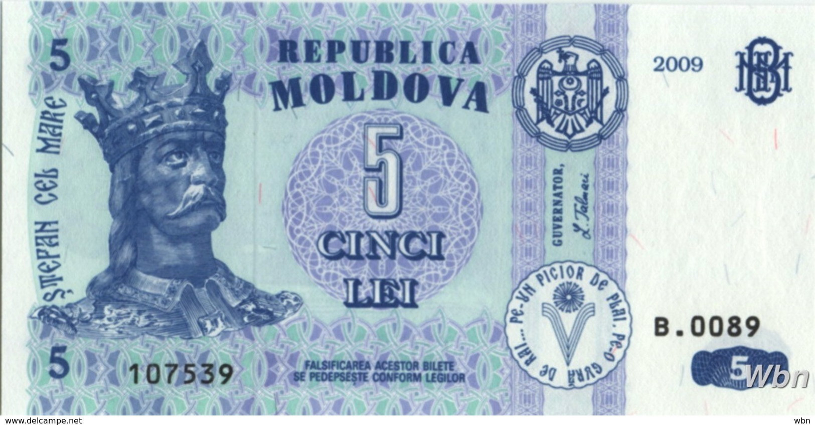 Moldavie 5 Lei (P9) 2009 -UNC- - Moldova