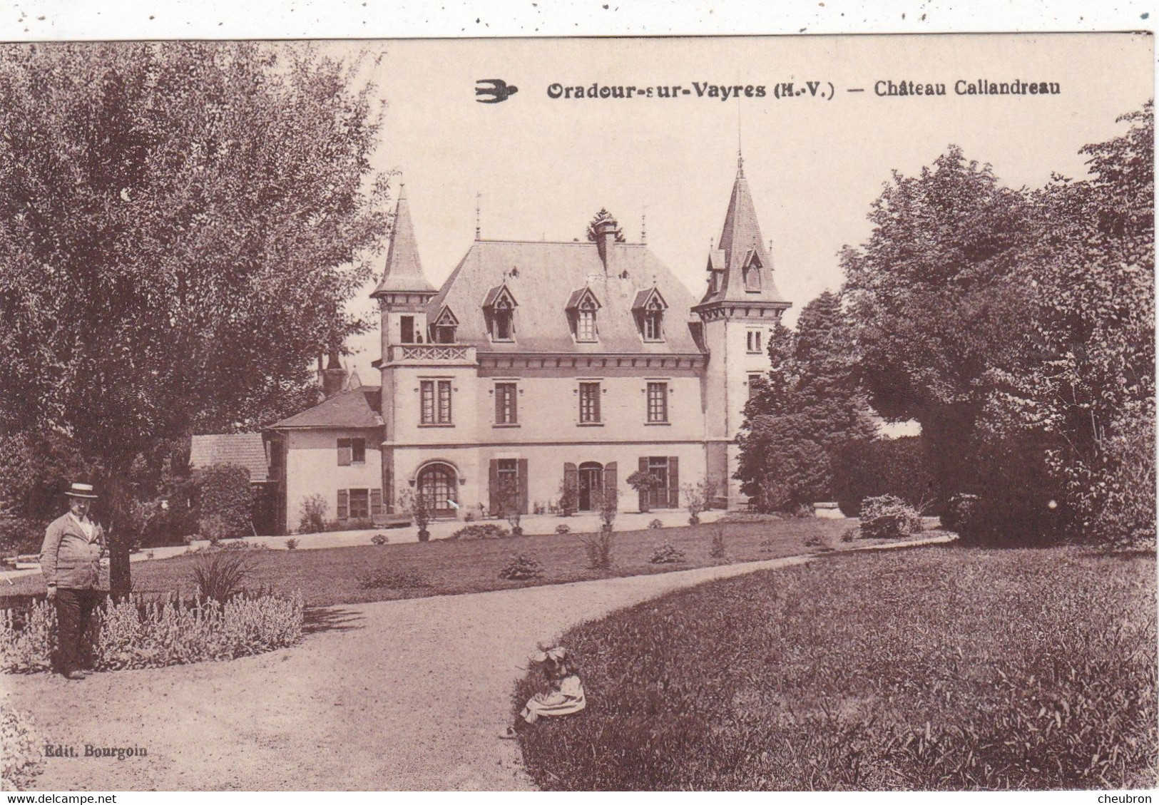 87. ORADOUR SUR VAYRES. CPA .CHATEAU DE CALLANDREAU. ANIMATION . +TEXTE ANNEE 1931 - Oradour Sur Vayres