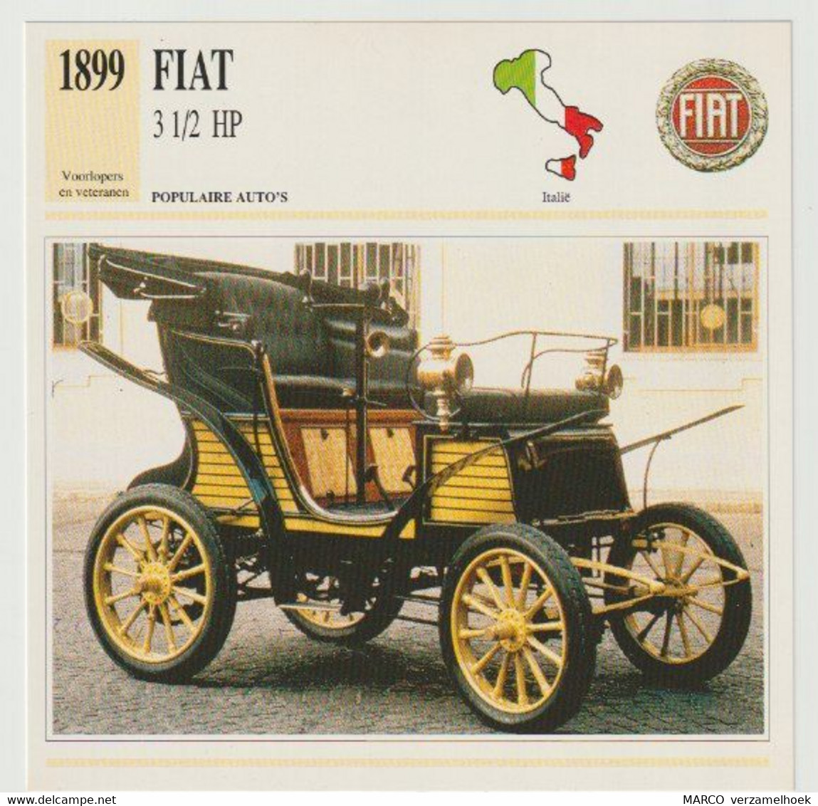 Verzamelkaarten Collectie Atlas: FIAT 3 1/2 HP - Automobili