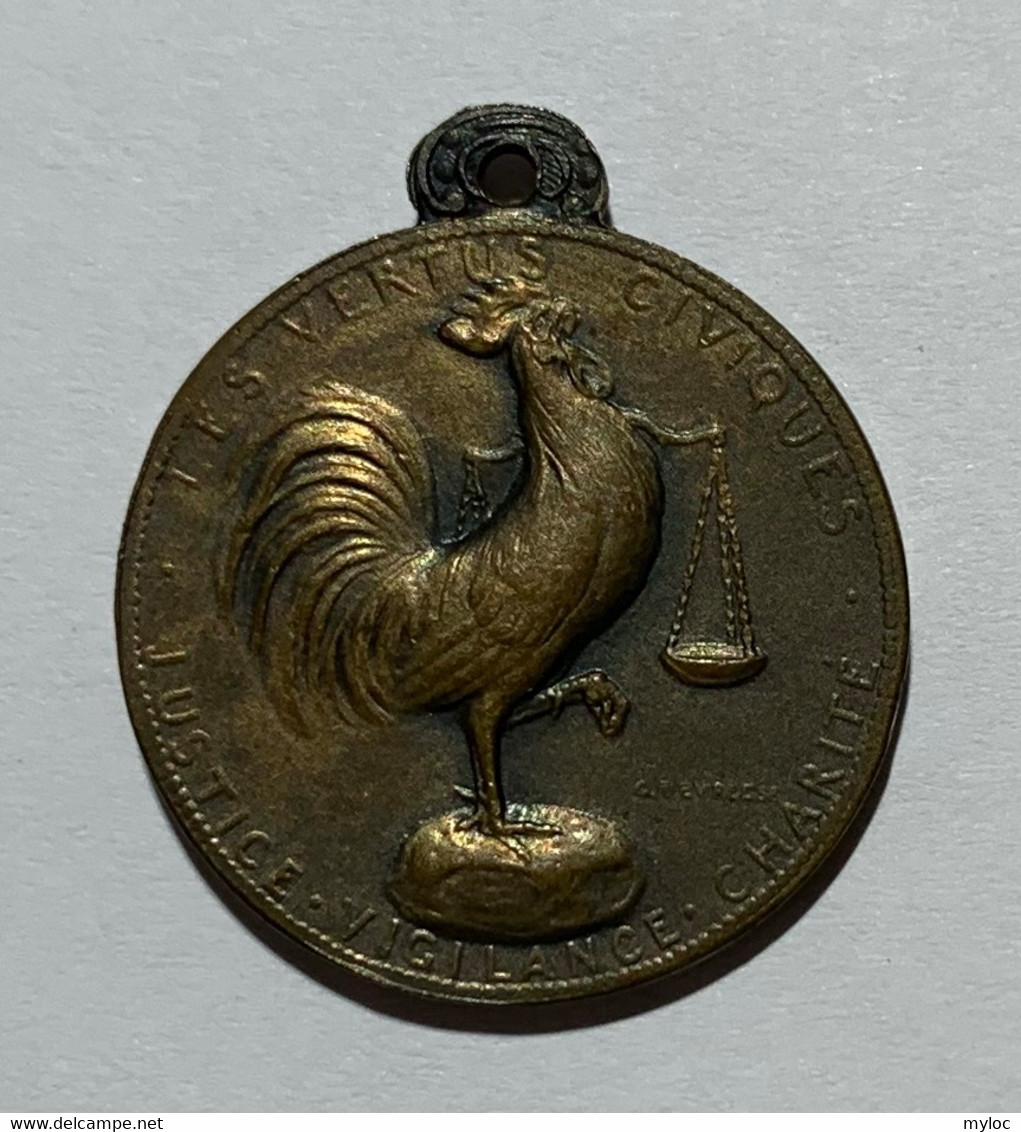 Médaille Bronze. Adolphe Max Bourgmestre De Bruxelles. G. Devreese. Les Vertus Civiques. - Professionnels / De Société