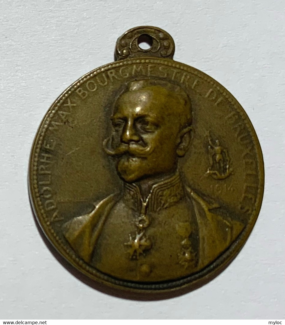 Médaille Bronze. Adolphe Max Bourgmestre De Bruxelles. G. Devreese. Les Vertus Civiques - Professionnels / De Société