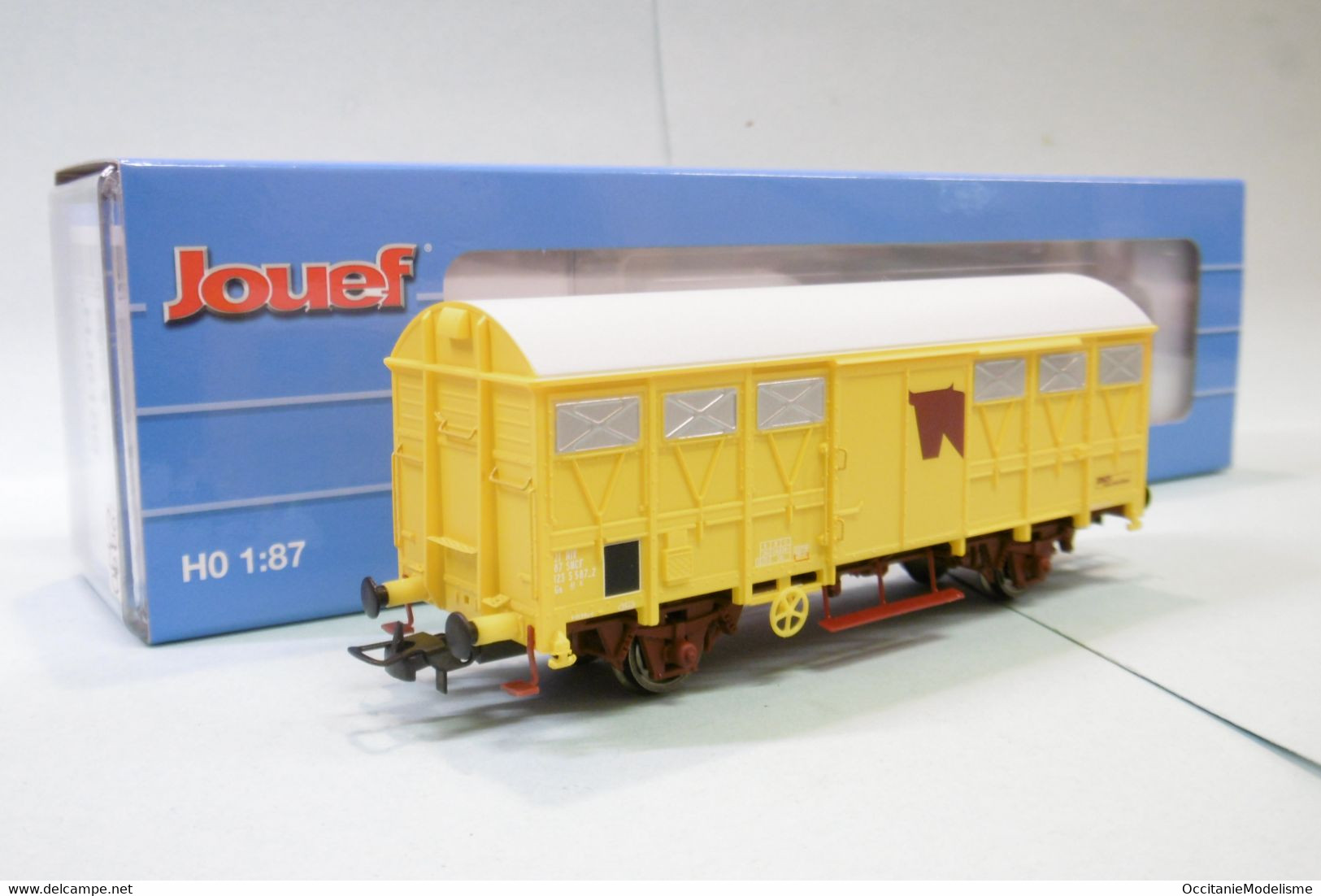 Jouef - WAGON COUVERT Gs Bétail Jaune SNCF Ep. IV - V Réf. HJ6189 Neuf HO 1/87 - Vagoni Merci